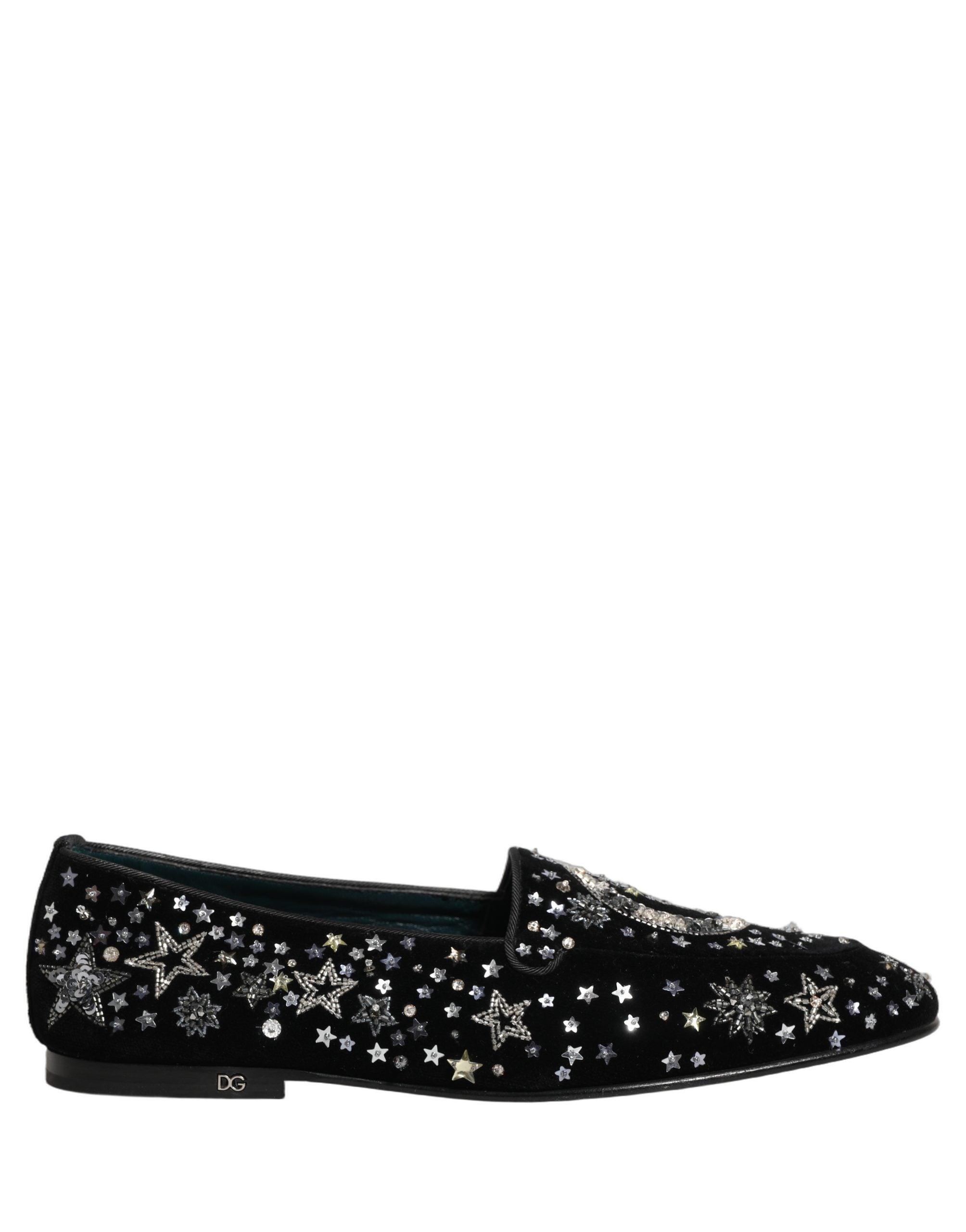 Dolce & Gabbana Black Crystal Embellished Dress Loafers 
