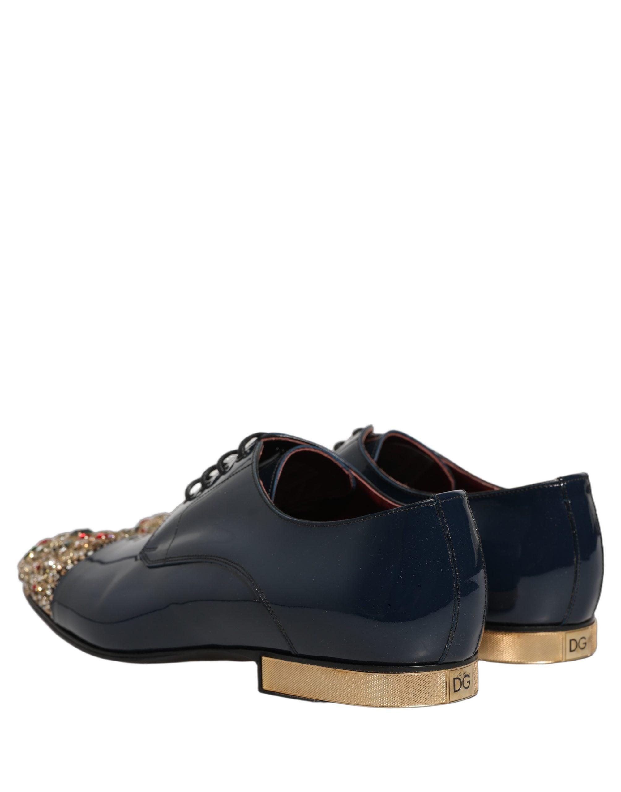 Dolce & Gabbana Elegant Dark Blue Leather Derby Shoes Dolce & Gabbana Black Leather Men Oxford Dress Formal Men main image 3