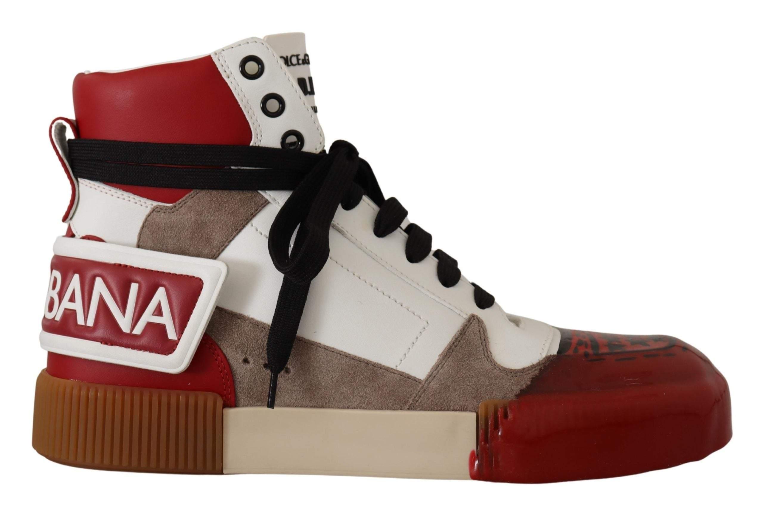 Dolce & Gabbana Beige Leather High Tops Sneakers Shoes in White for Men |  Lyst