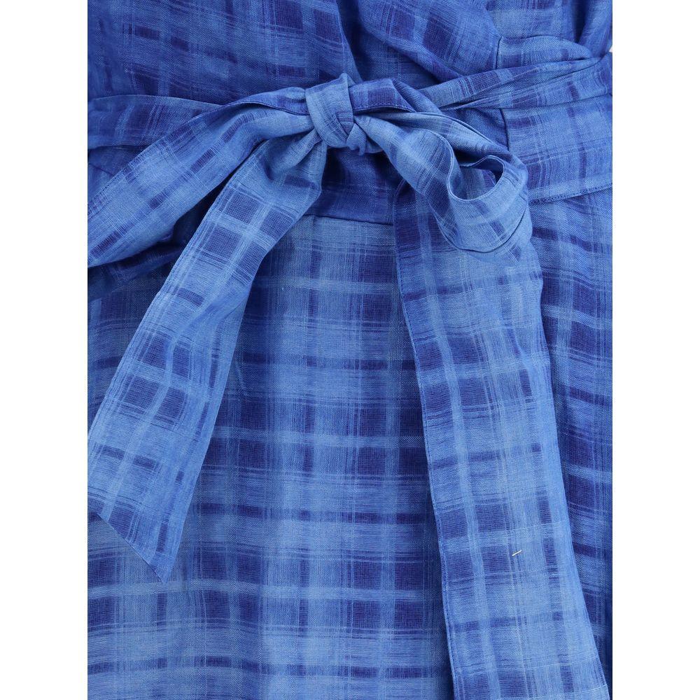 【SARA ROKA】Check chemisier Dress LAPIS BLUE GINGHAM Sara Roka Check Chemisier Dress in Blue | Lyst