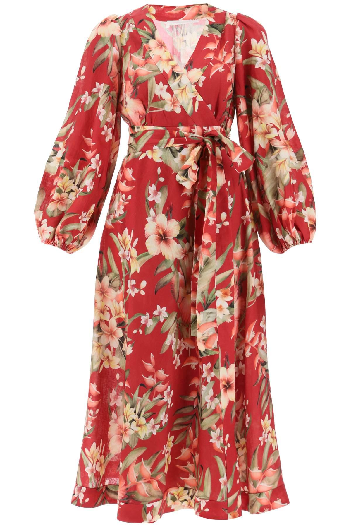 Zimmermann Lexi Wrap Dress With Floral Pattern in Red Lyst