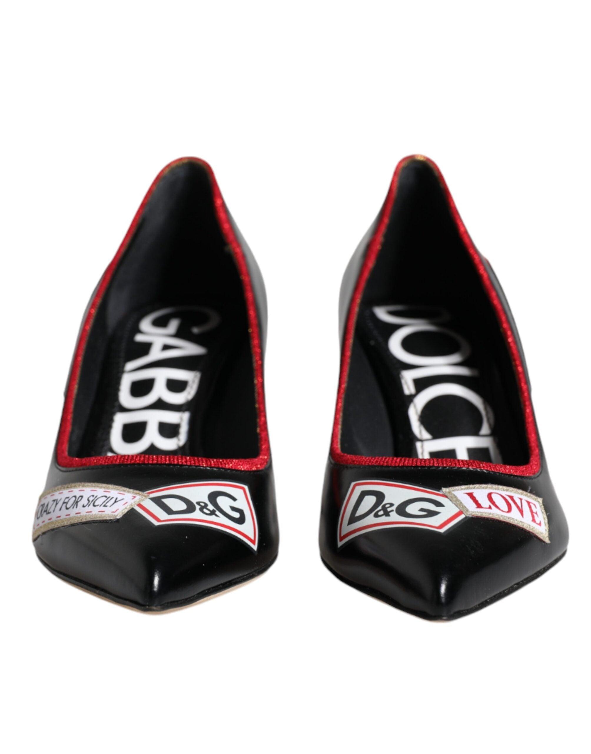 ★送料無料★新品★D&G★DOLCE&GABBANA★ハイヒール★黒★23.5 Dolce&Gabbana DG Polished calfskin slingback pumps for Women