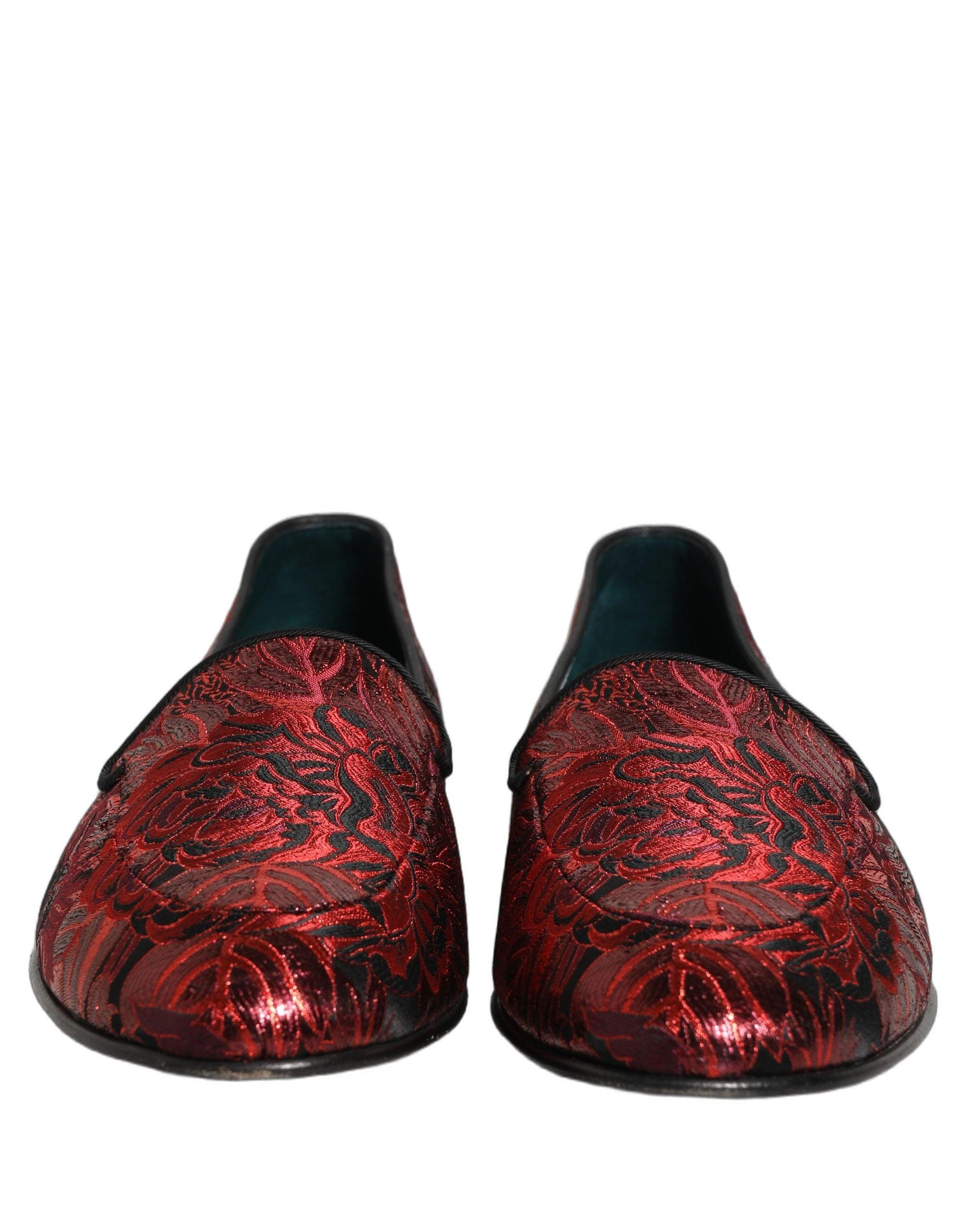 Dolce & Gabbana Orange Sequin Embellished Men Loafers Shoes