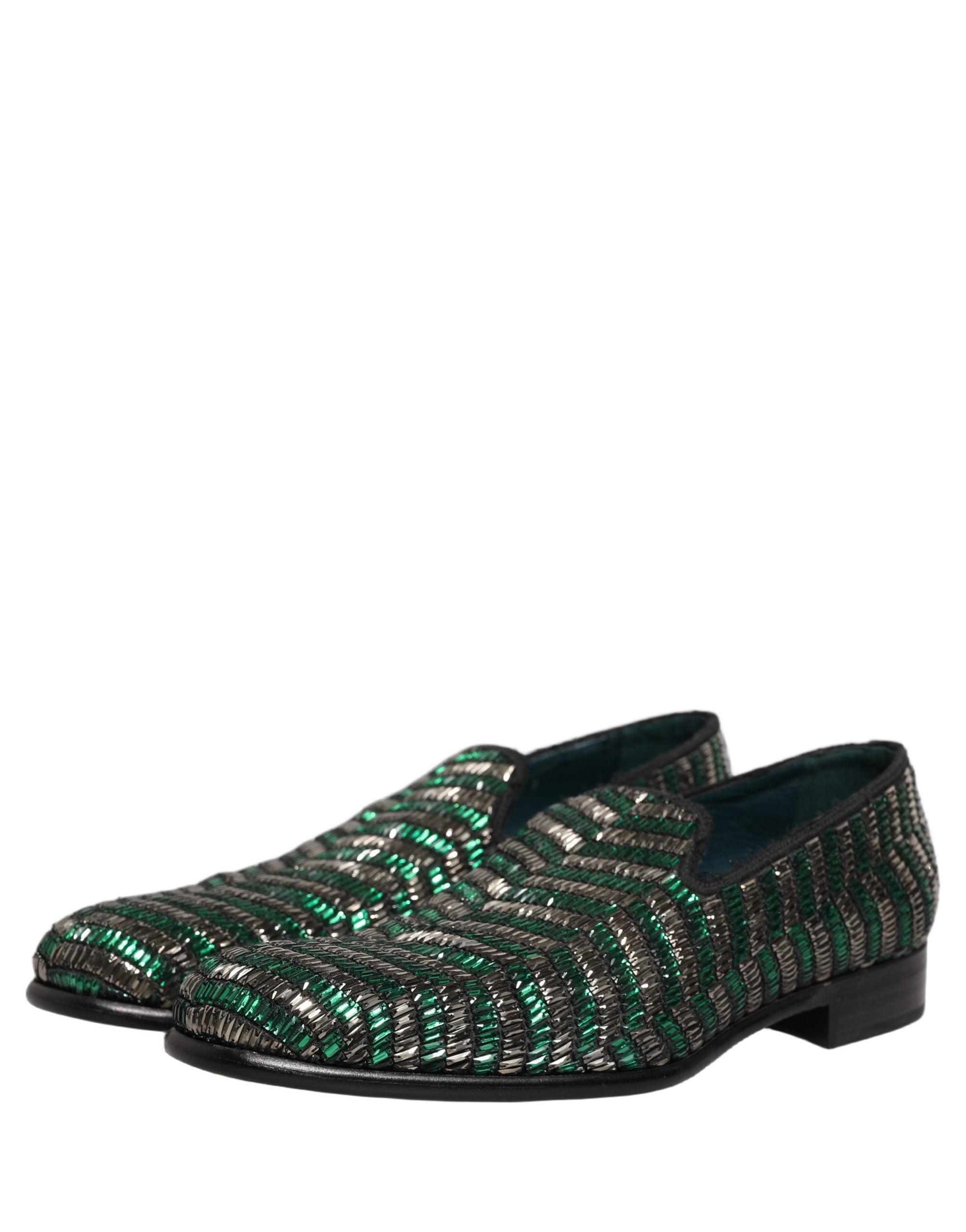 Dolce & Gabbana Men\'s Dark Green Moccasin Driving Loafer - UK 8 US 9 EU 42 Dolce & Gabbana Black Leather Logo Slip On Loafers Shoes main image 3