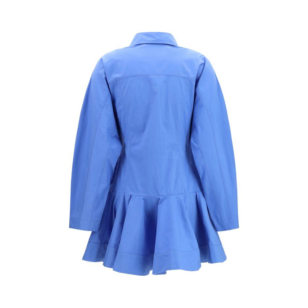 ganni blue feather dress Ganni BLUE FLORAL CRINKLED SATIN LONG DRESS – Shop at the Mix main image 0