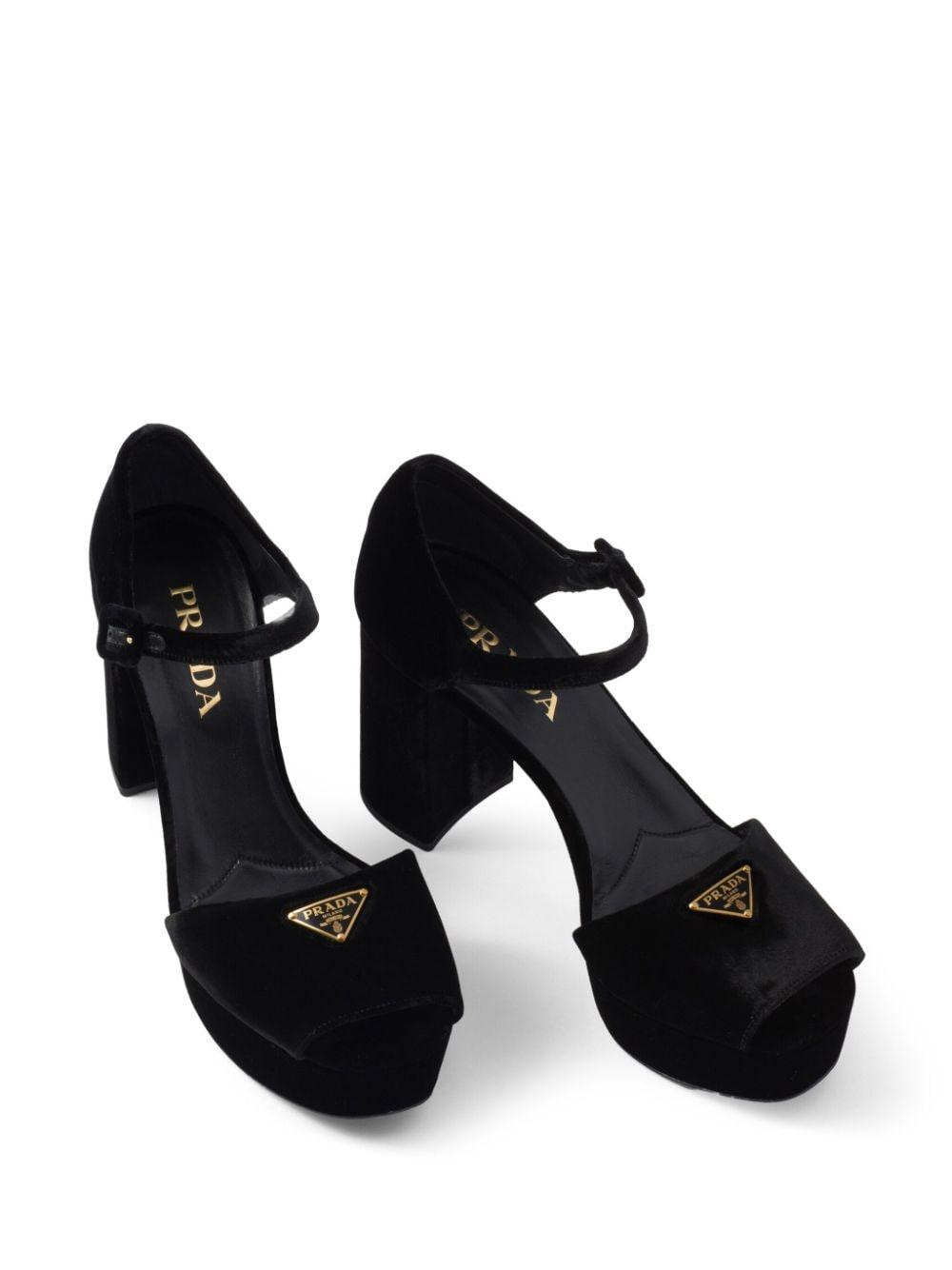 Prada Velvet Platform Sandals 95 in Black | Lyst UK