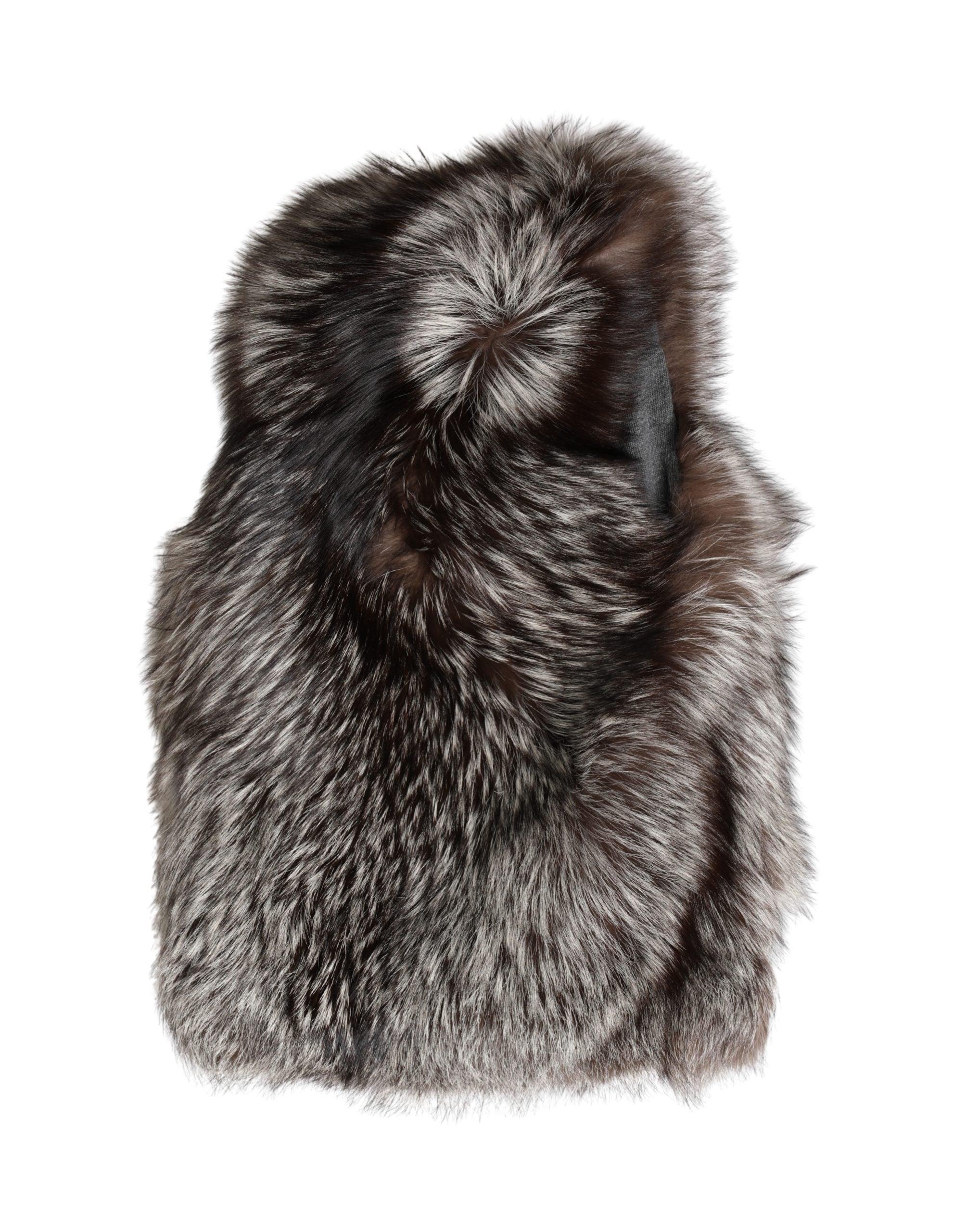 Dolce & Gabbana Black Weasel Fur Whole Head Wrap Hat