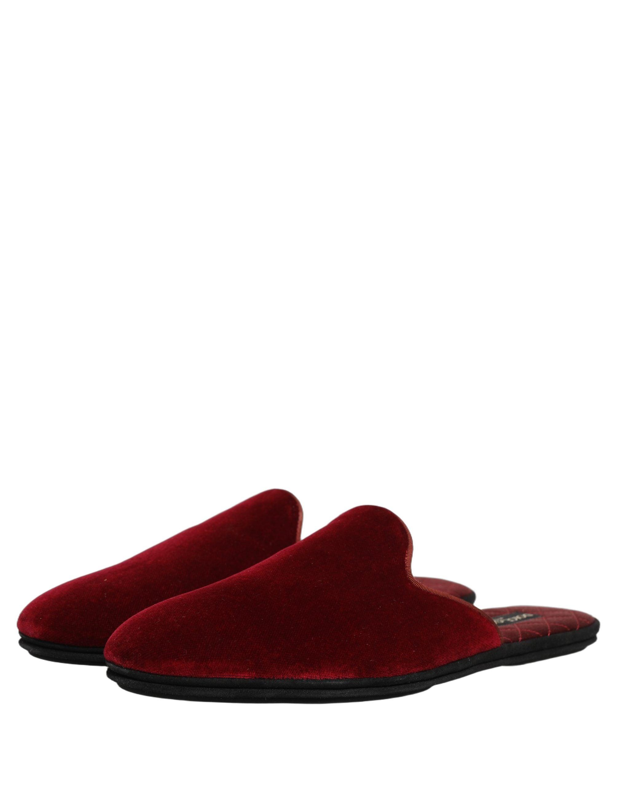 Dolce & Gabbana Red Suede Logo Slip On Flats Loafers Men\'s Shoes Dolce & Gabbana Red Suede Logo Slip On Flats Loafers Men\ main image 2