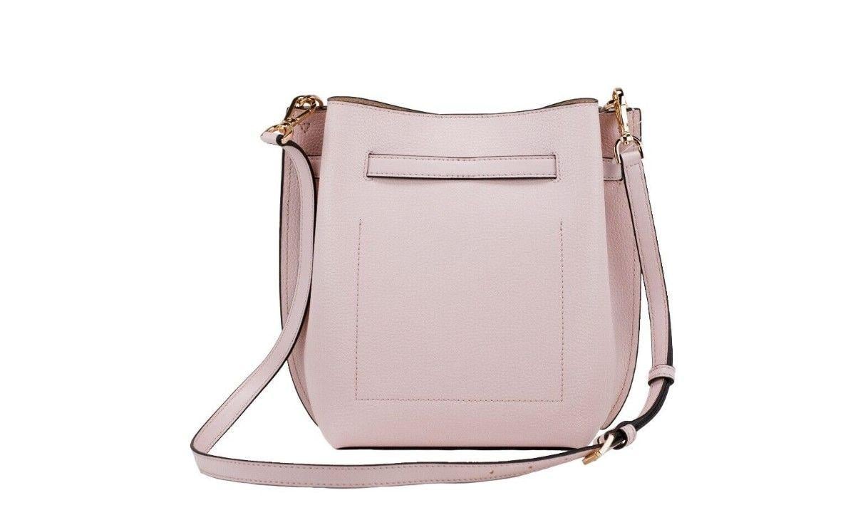 Michael Kors Emilia Small Powder Blush Pebble Leather Bucket Messenger  Handbag in Black | Lyst