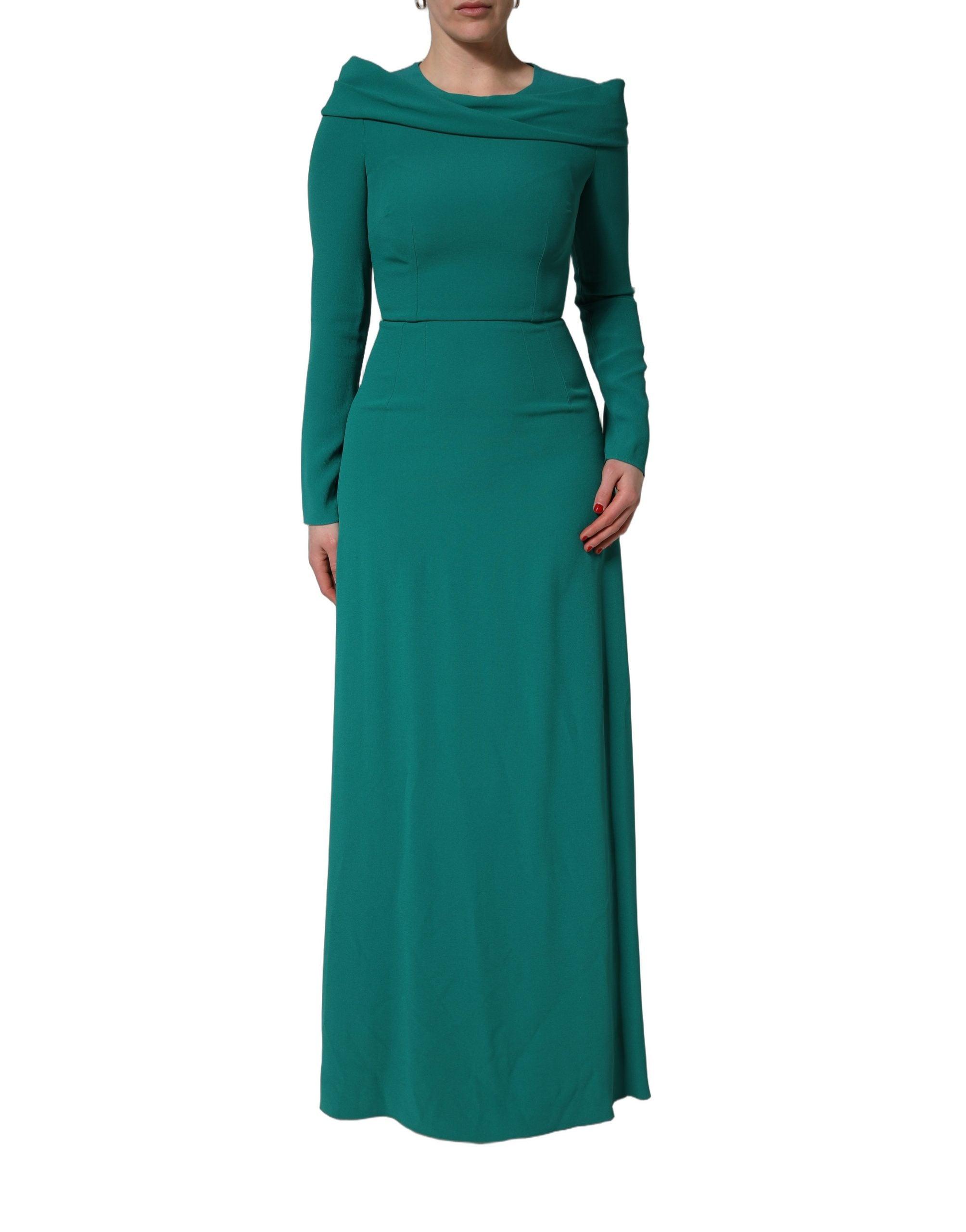 green emerald velvet dress Dolce & Gabbana Structured Long-Sleeve Midi Dress main image 1