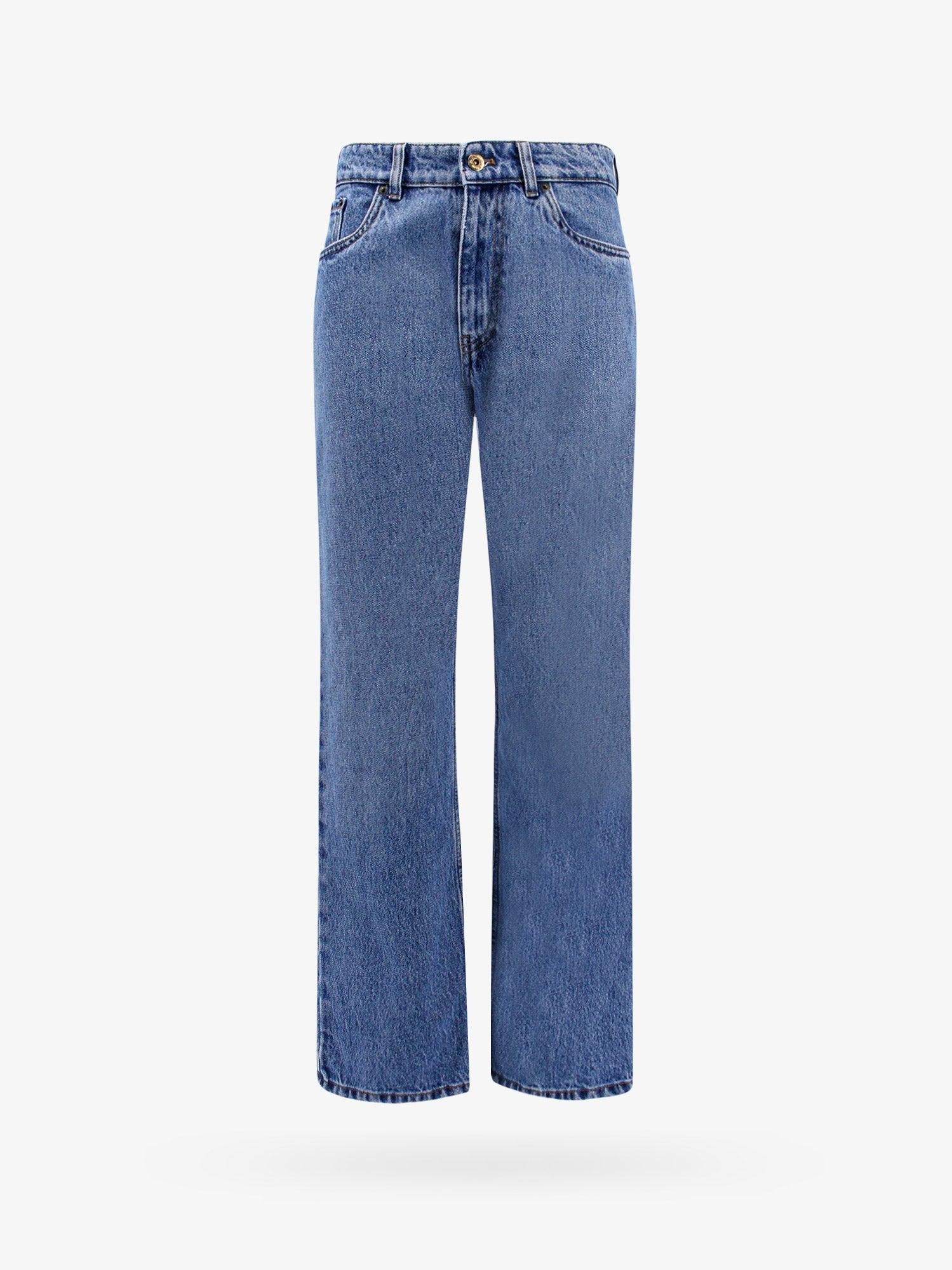 Miu Miu Straight Leg Cotton Jeans in Blue | Lyst