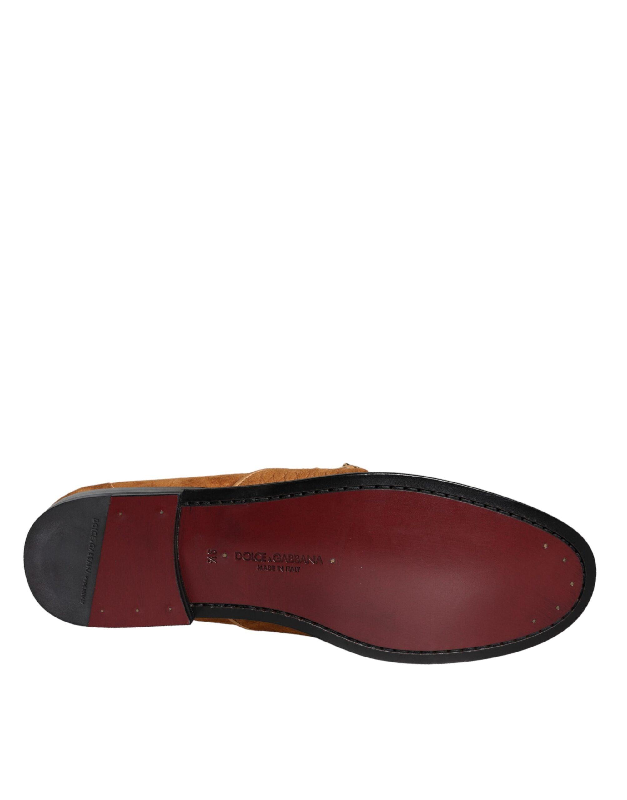 Dolce & Gabbana Velvet Leather Logo Mocassin Slip On Shoes  display picture 1