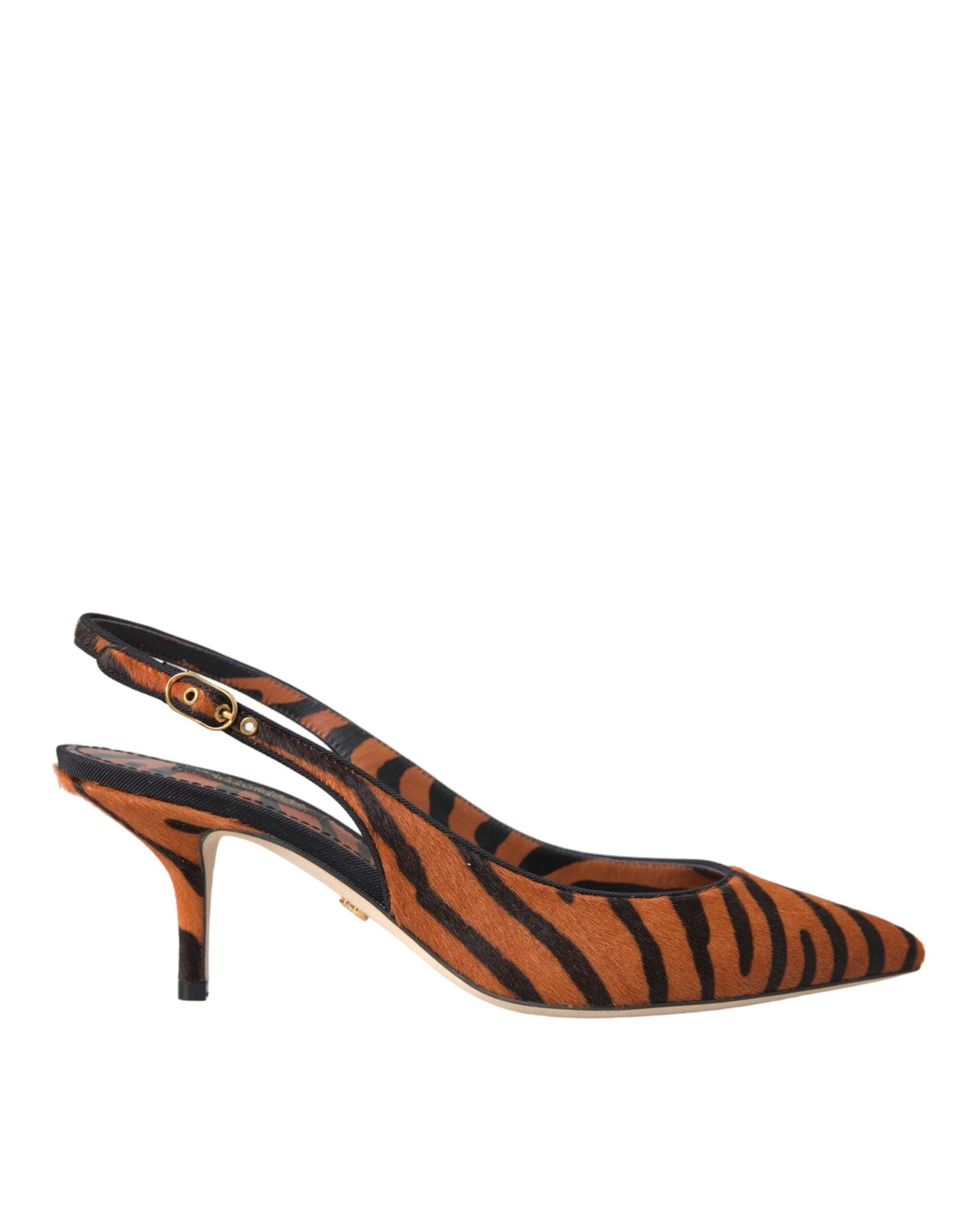Dolce & Gabbana Black White Zebra Pony Fur Dress Shoes