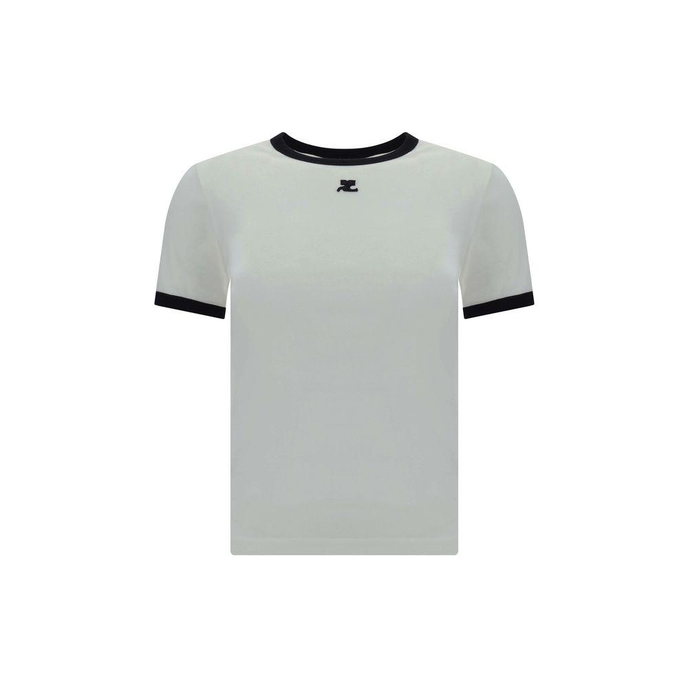 Courreges｜SHORT-SLEEVED ROUND NECK T-SHIRTS (323JTS017J SIGNATURE CONTRAST T-SHIRT - courrèges