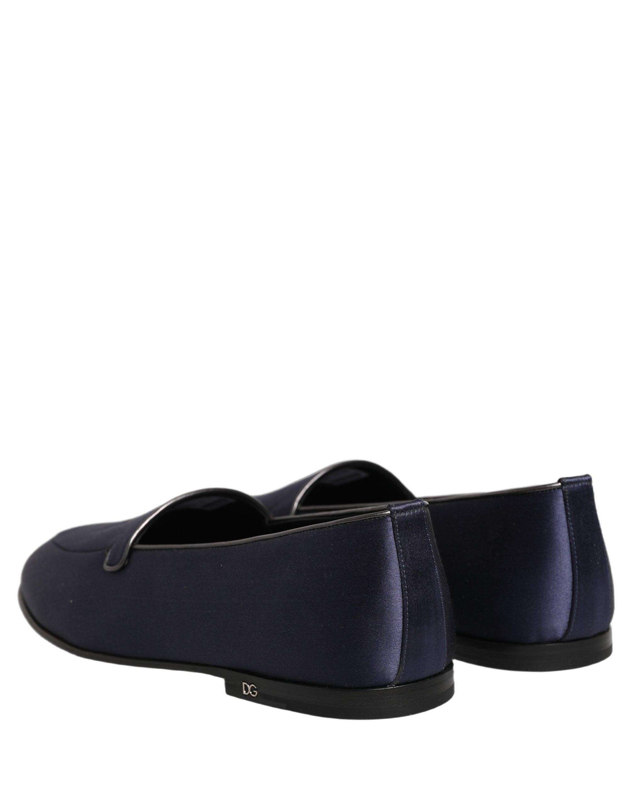 Dolce & Gabbana Navy Blue Satin DG Logo Dress Loafers Men\'s Shoes A50601AS707_86115_0.jpg main image 4