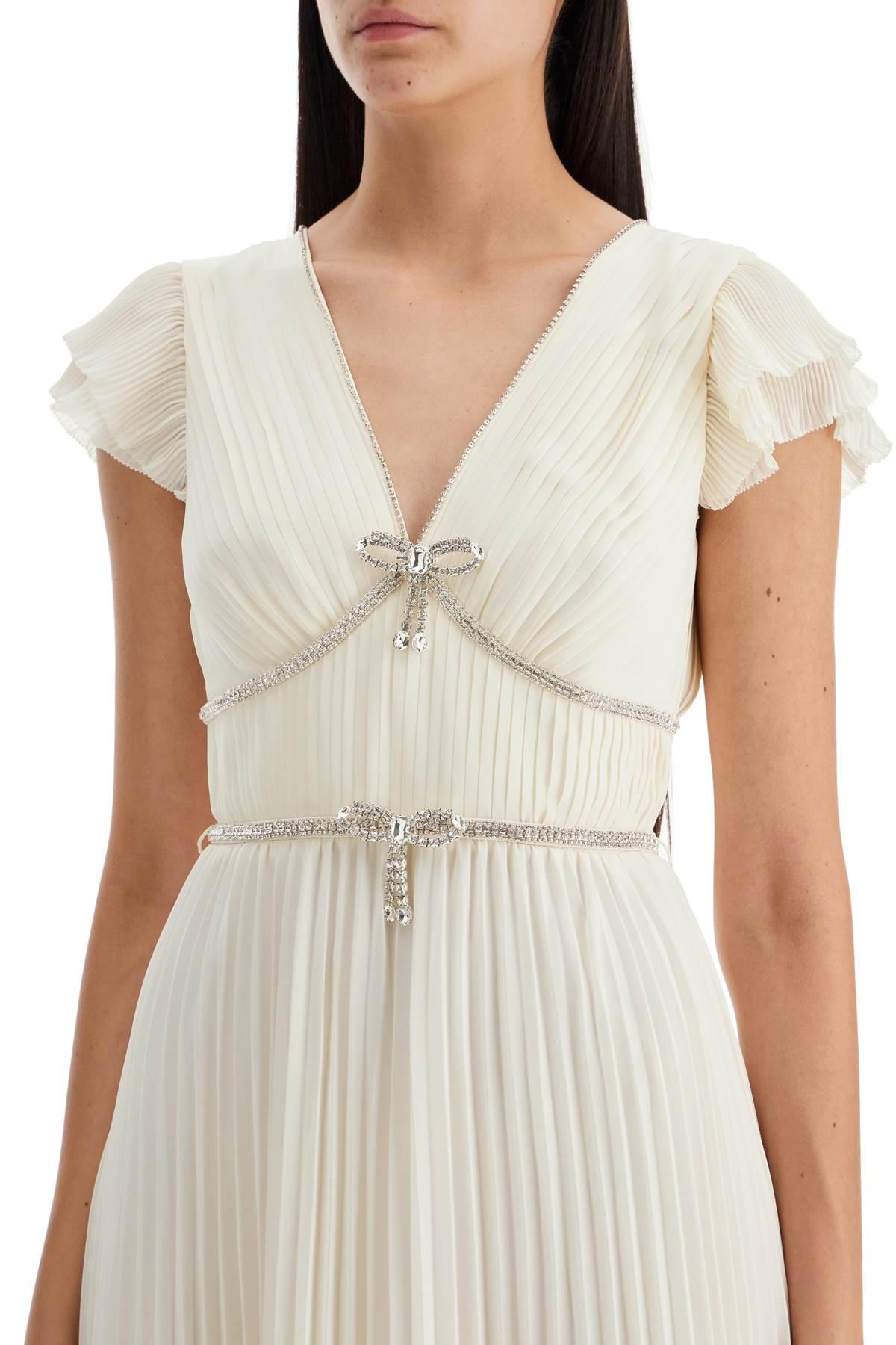 Self-Portrait Midi Pleated Chiffon Dress in White | Lyst