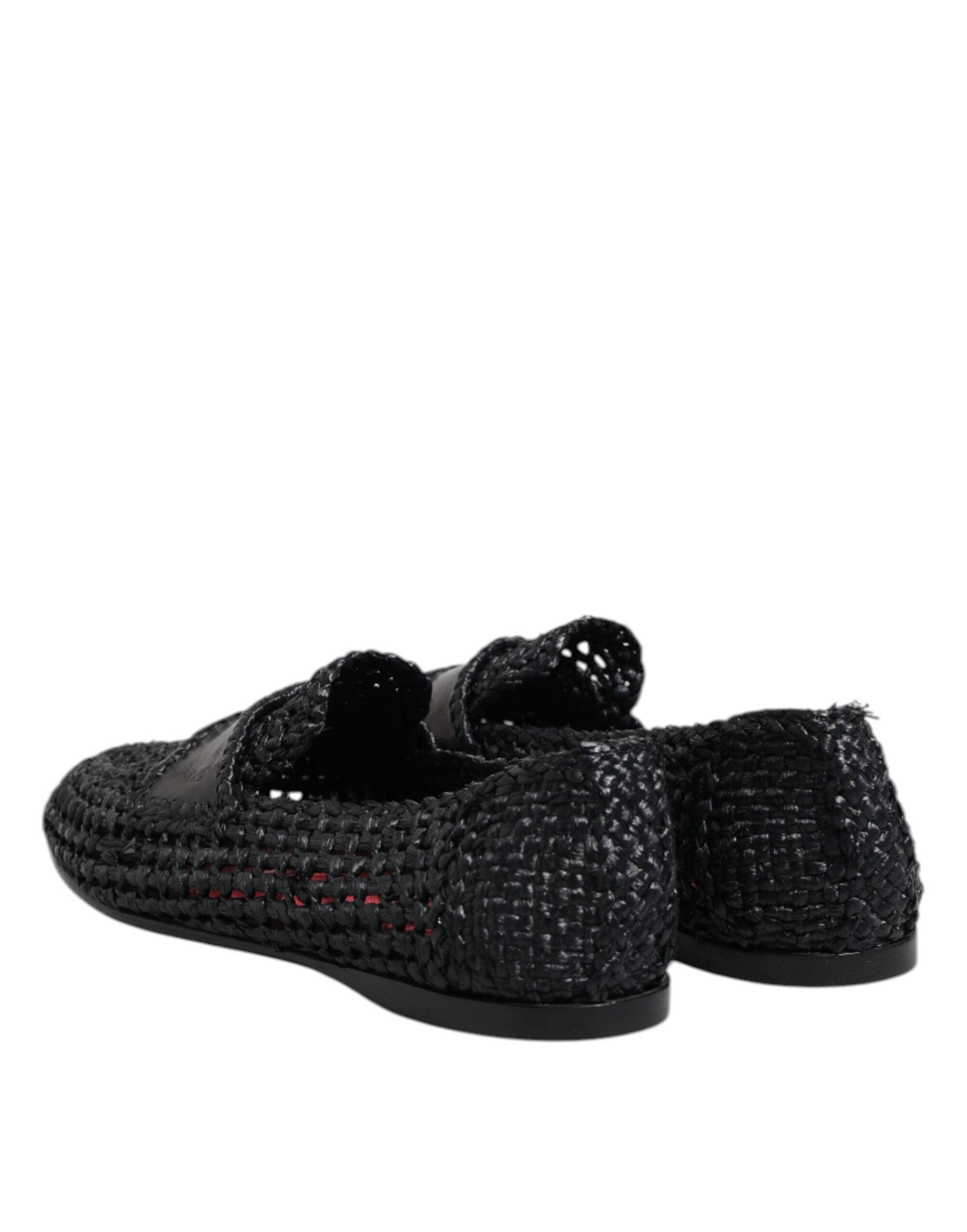 Dolce & Gabbana Black Woven Raffia Slip On Loafers Men\'s Shoes Dolce & Gabbana Woven Leather Slip-On Loafers | Sendegaro ZA main image 2