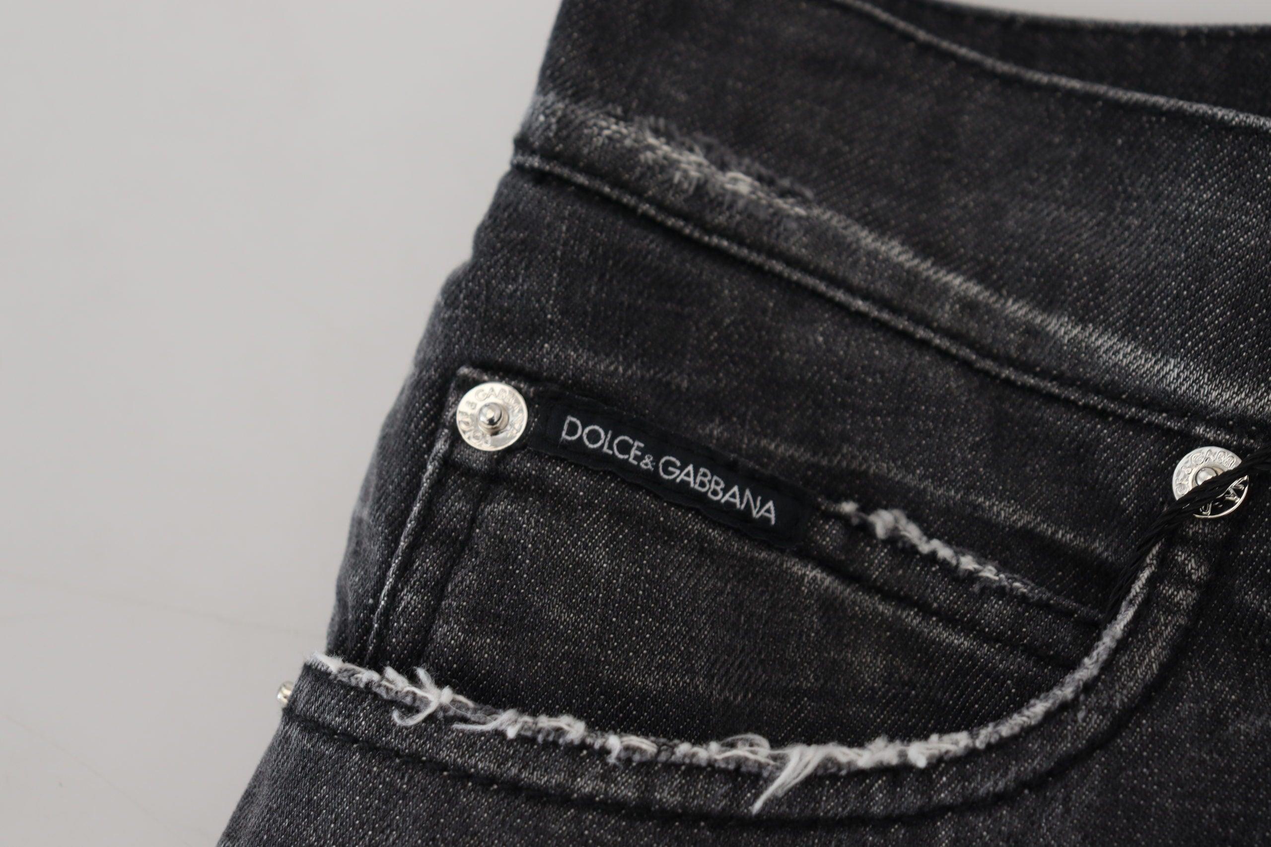 Dolce & Gabbana Cotton Tattered Fashion Denim Jeans in Black for Men | Lyst