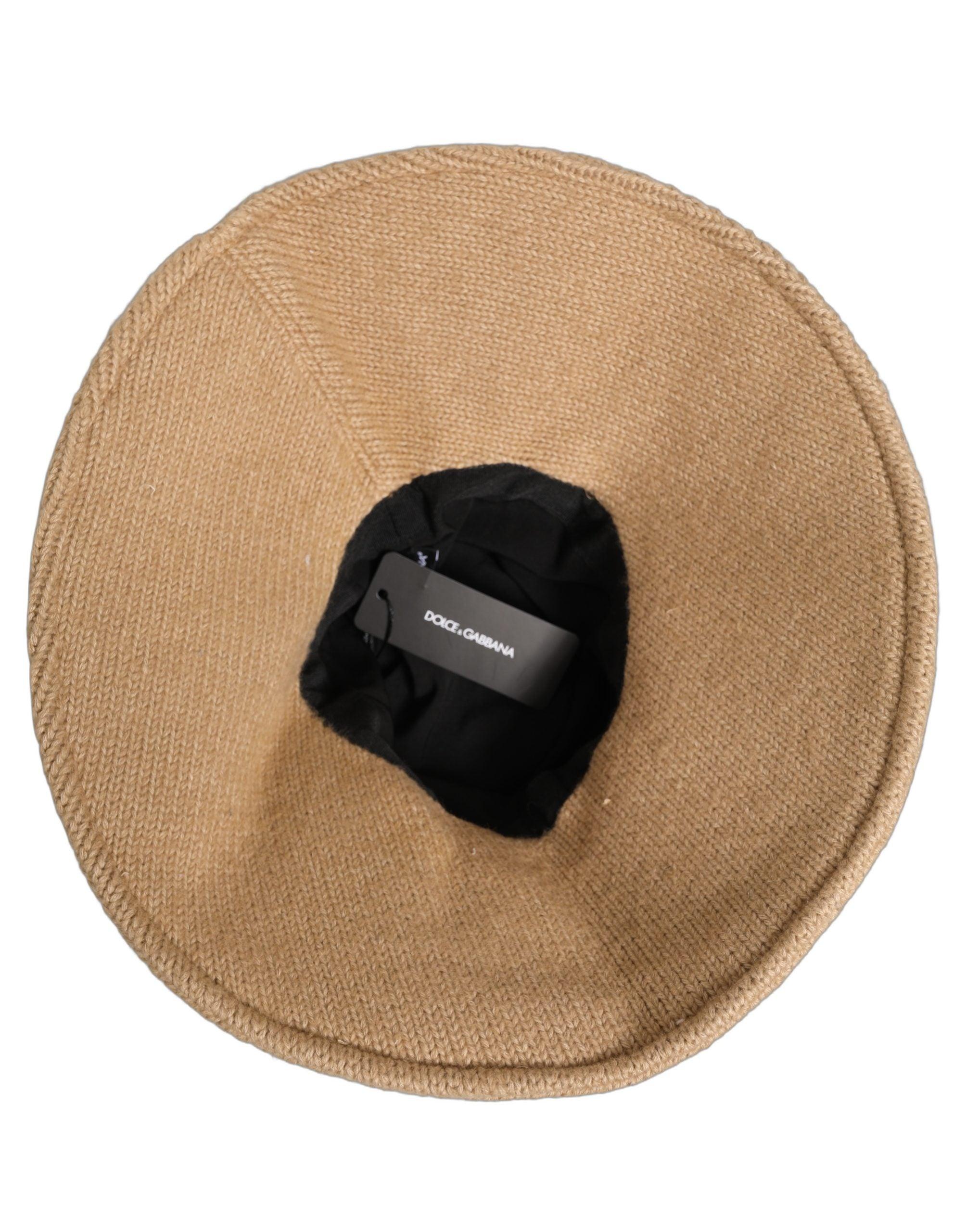 Dolce & Gabbana Brown Cotton Knit Widebrim Bucket Capello 