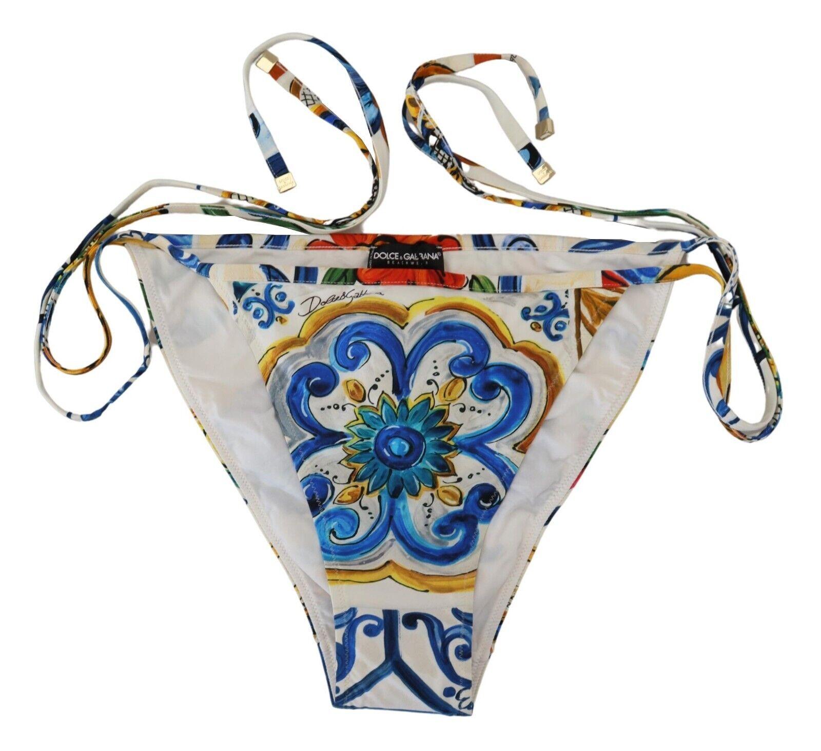 Dolce & Gabbana Multicolor Side Tie Bottom Swimwear Bikini in Blue | Lyst