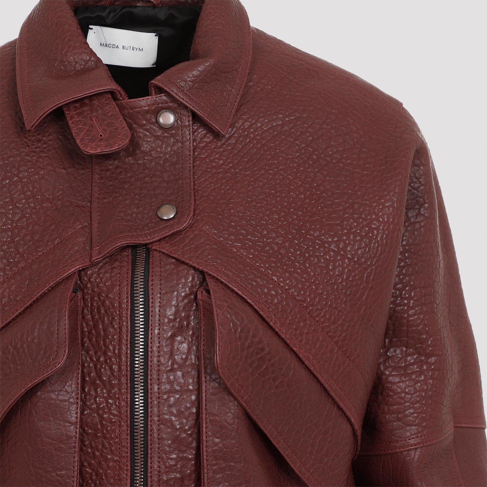 ジャケット MAGDA BUTRYM JACKET (133725 BURGUNDY) Magda Butrym Burgundy Leather Bomber Jacket in Red | Lyst