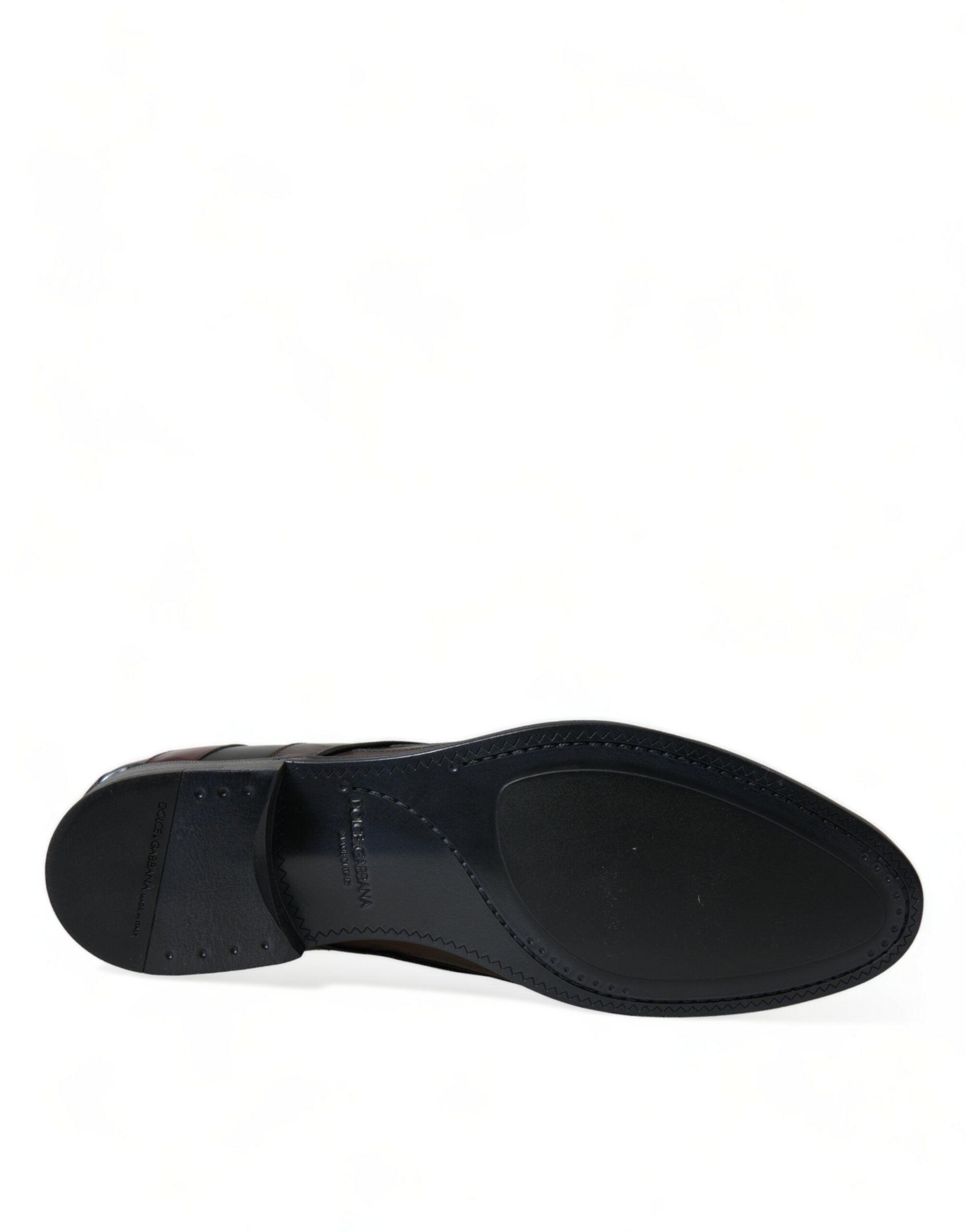 Dolce & Gabbana Elegant Black Bordeaux Striped Leather Dress Shoes Dolce & Gabbana Lace Up Oxford Dress Shoes | Sendegaro main image 2