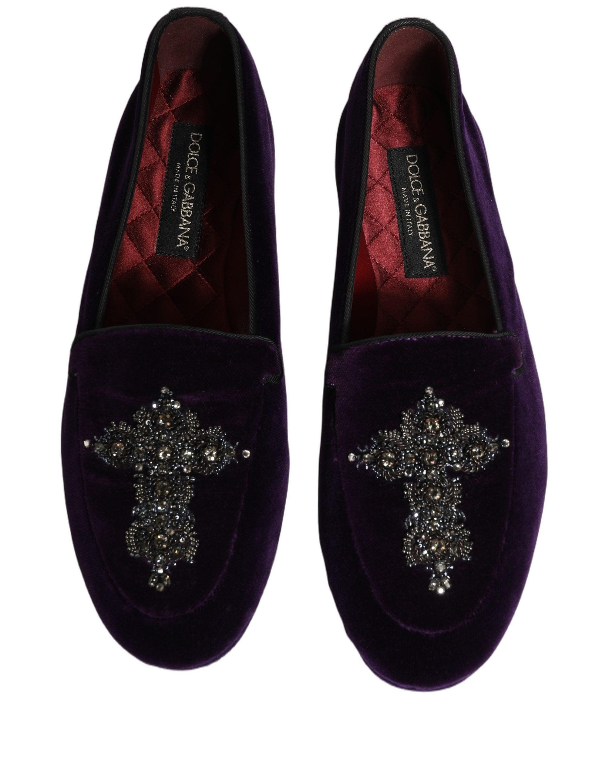 Dolce & Gabbana Violet Suede Embellished Dress Loafers Men\'s Shoes Dolce & Gabbana Violet Suede Embellished Dress Loafers Shoes  main image 3