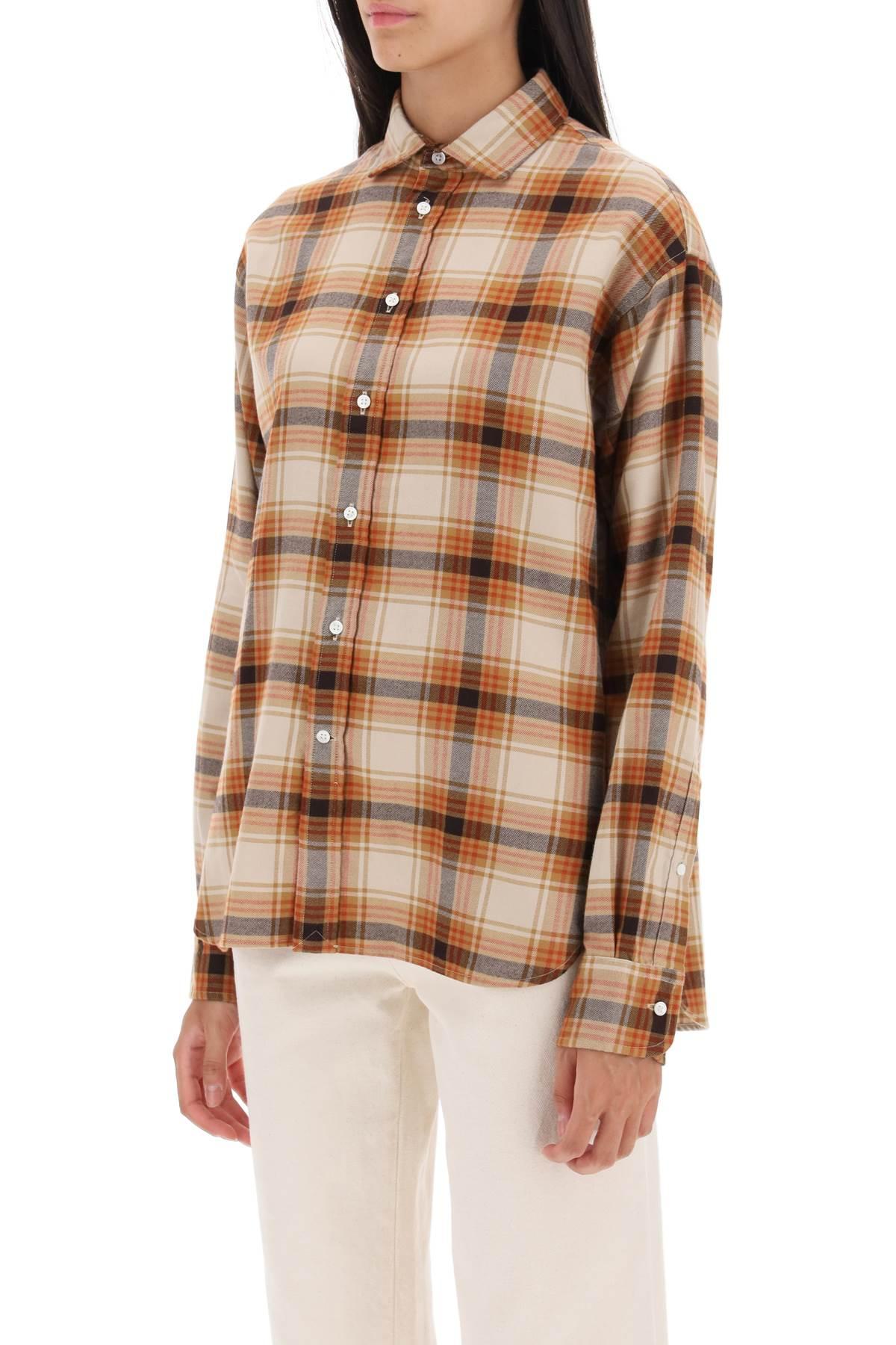 Flannel polo top shirt womens