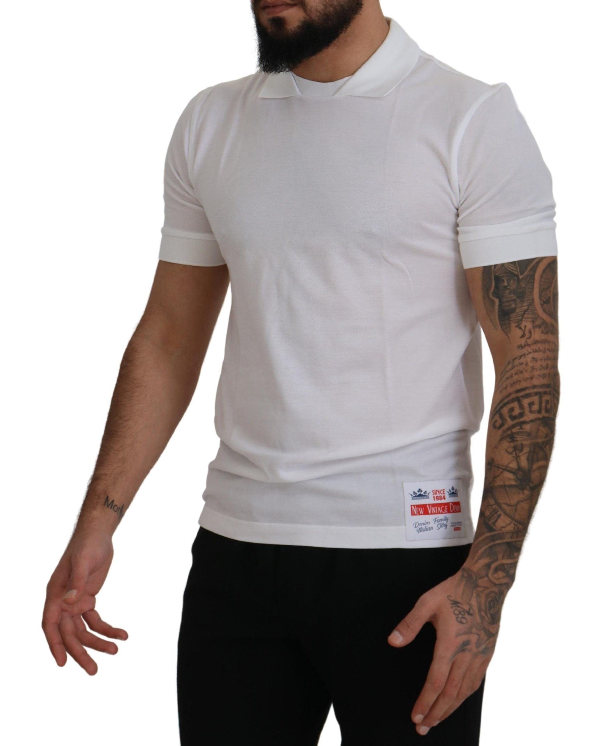 Dolce & Gabbana White Cotton Logo Patch Collared T-shirt for Men | Lyst