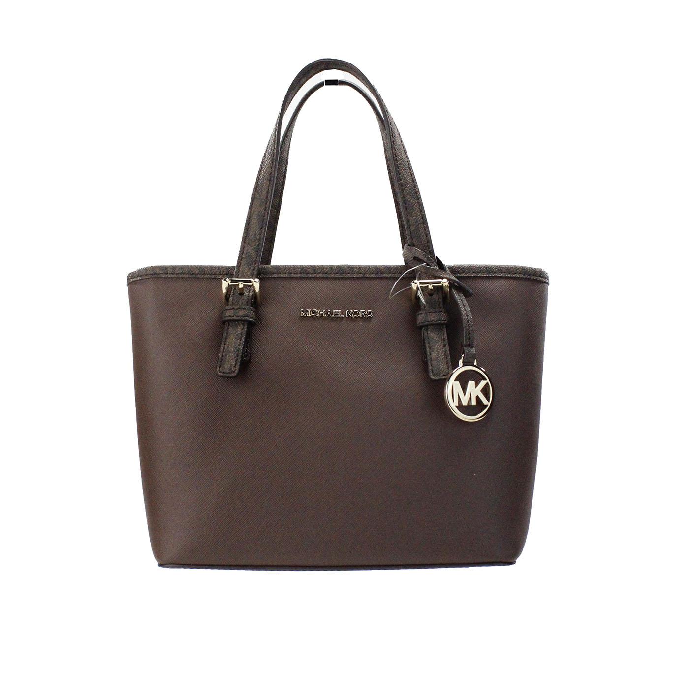 Michael Kors Jet Set Mocha Leather Xs Carryall Top Zip Tote Bag Purse in Brown Lyst UK