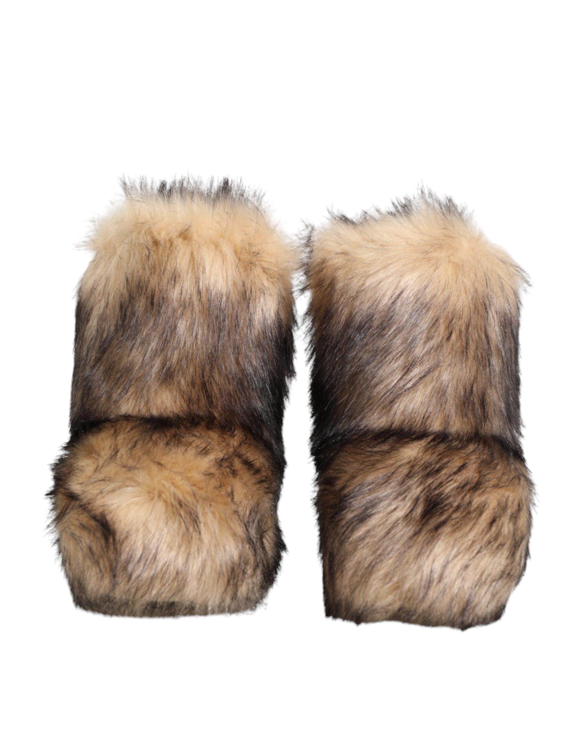 Coyote Furry Boots For Men Dolce Gabbana Brown Faux Skim Ski 