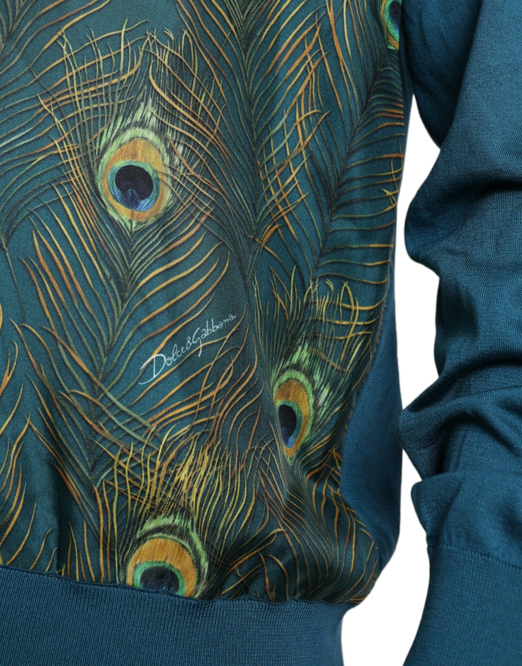 Dolce Gabbana Silk V Neck Peacock Feather Sweater in Green for Men Lyst UK