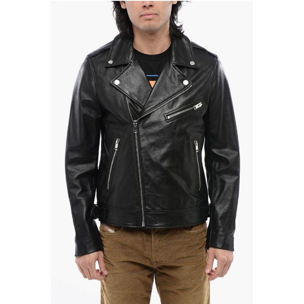 DIESEL Leather L-Garrett-R Biker Jacket in Black for Men | Lyst UK