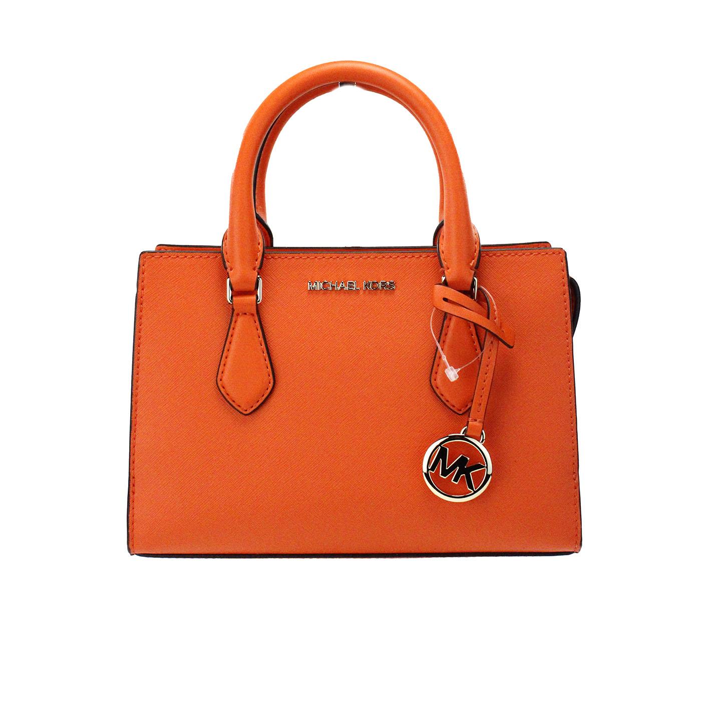 Michael Kors Sheila Small Poppy Vegan Leather Center Zip Satchel Purse Bag in Orange Lyst
