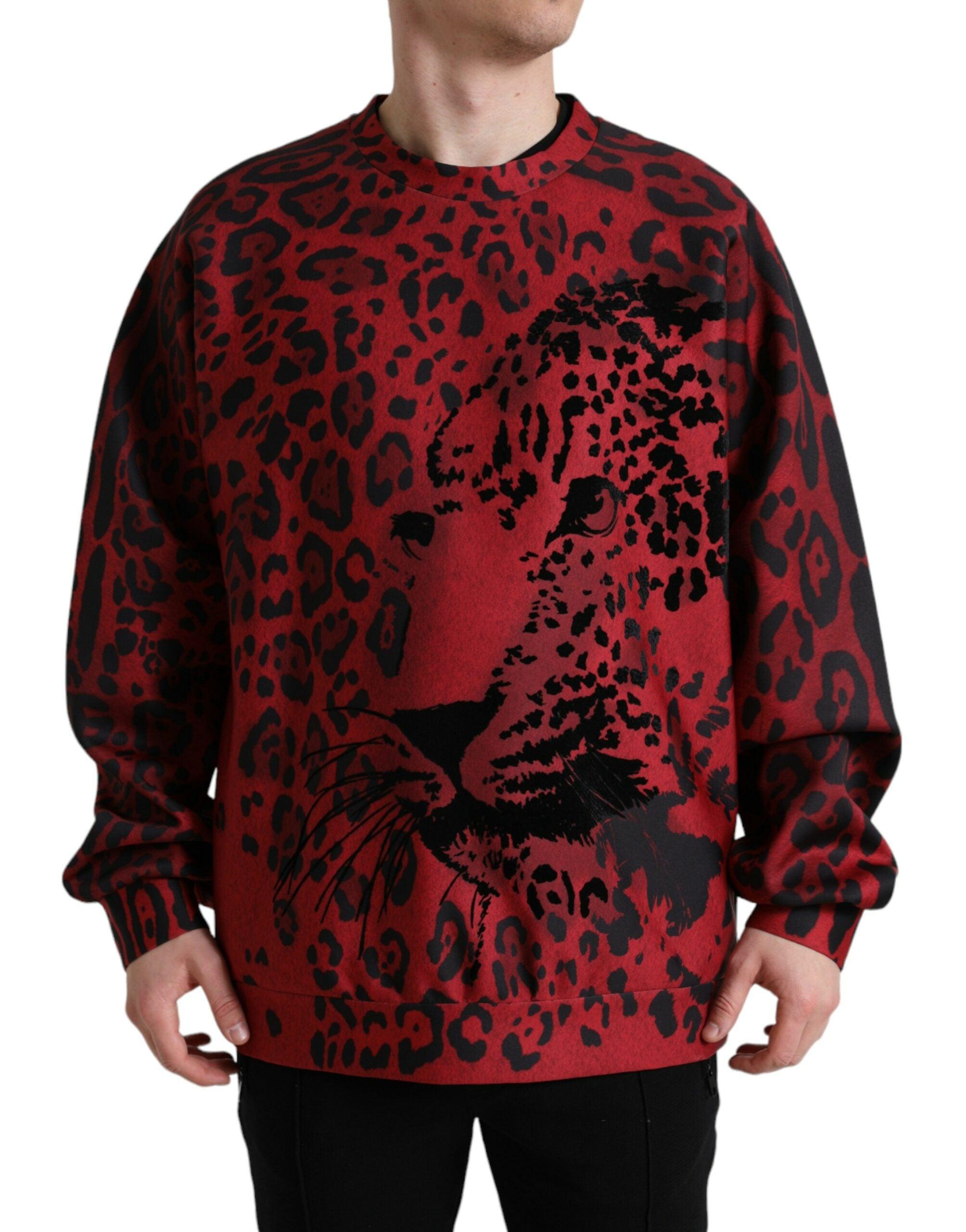 Dolce Gabbana Red Leopard Print Crewneck Pullover Sweater for Men Lyst UK