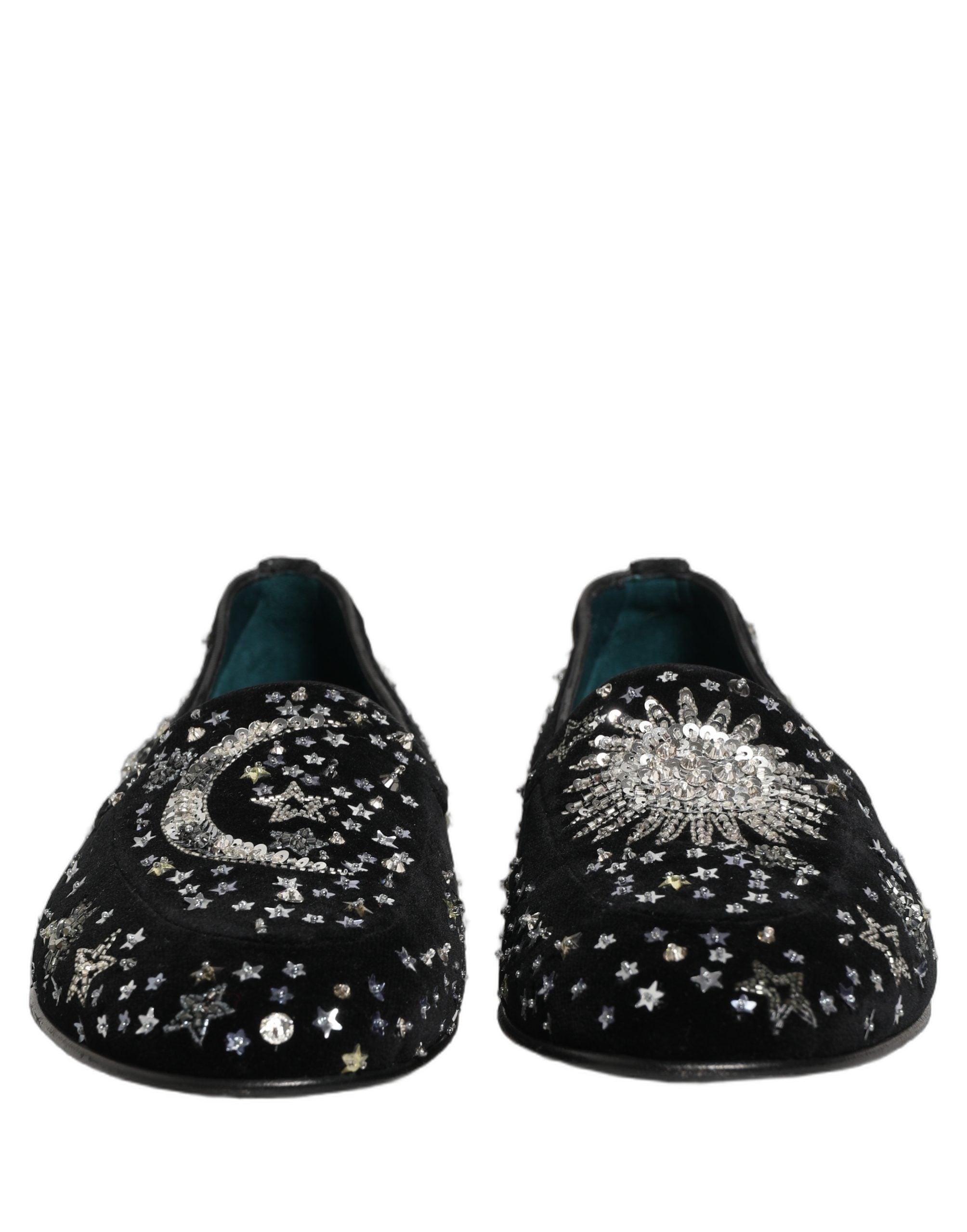 Dolce & Gabbana Black Crystal Embellished Dress Loafers  display picture 1