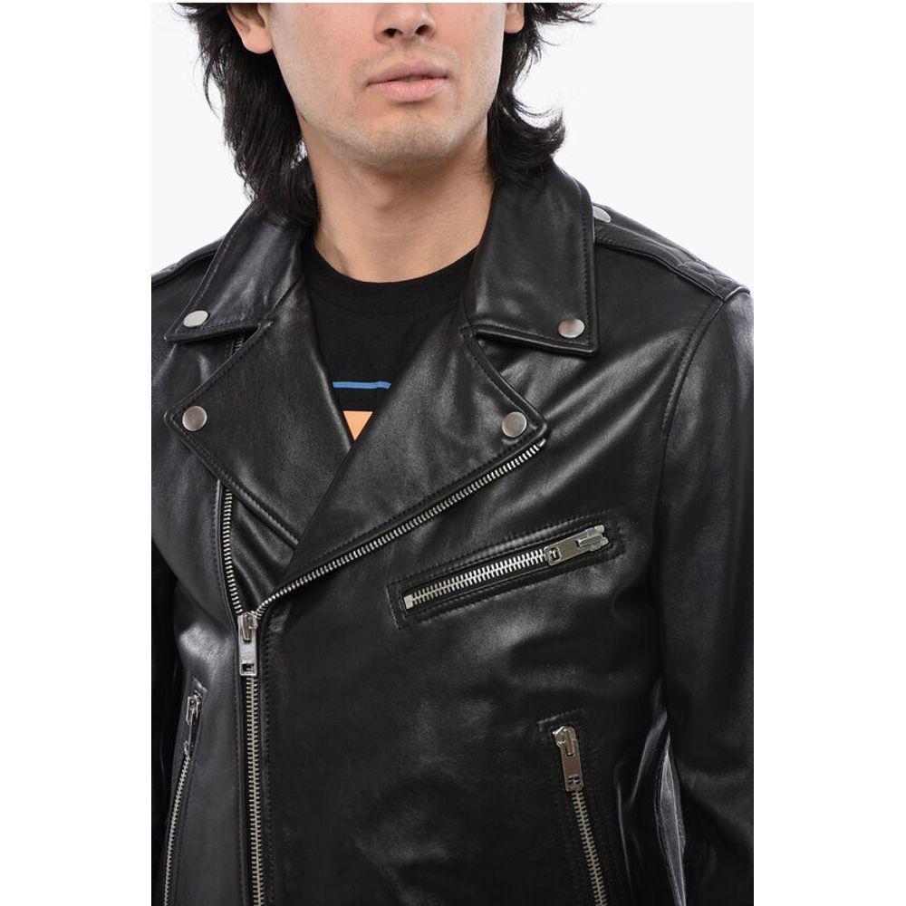 DIESEL Leather L-Garrett-R Biker Jacket in Black for Men | Lyst UK