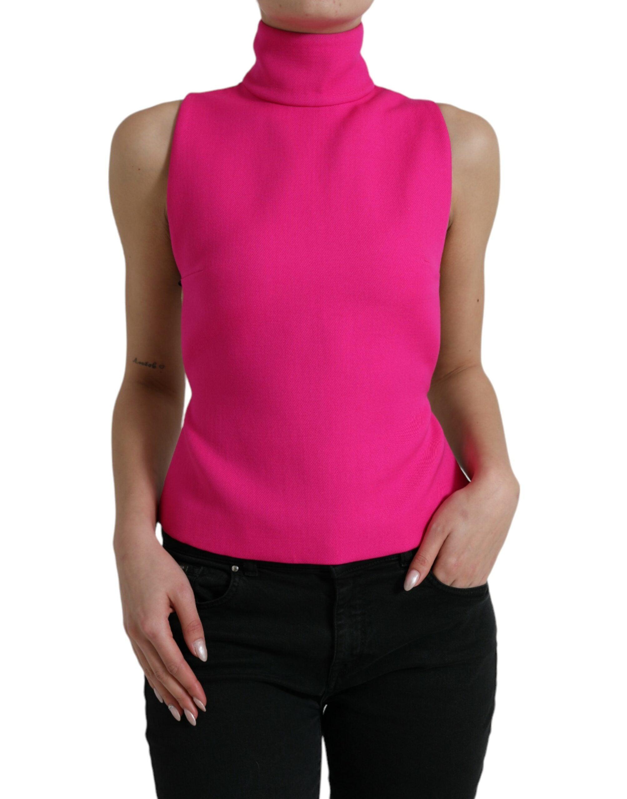 Dolce Gabbana Elegant Turtleneck Sleeveless Wool Top in Pink Lyst UK
