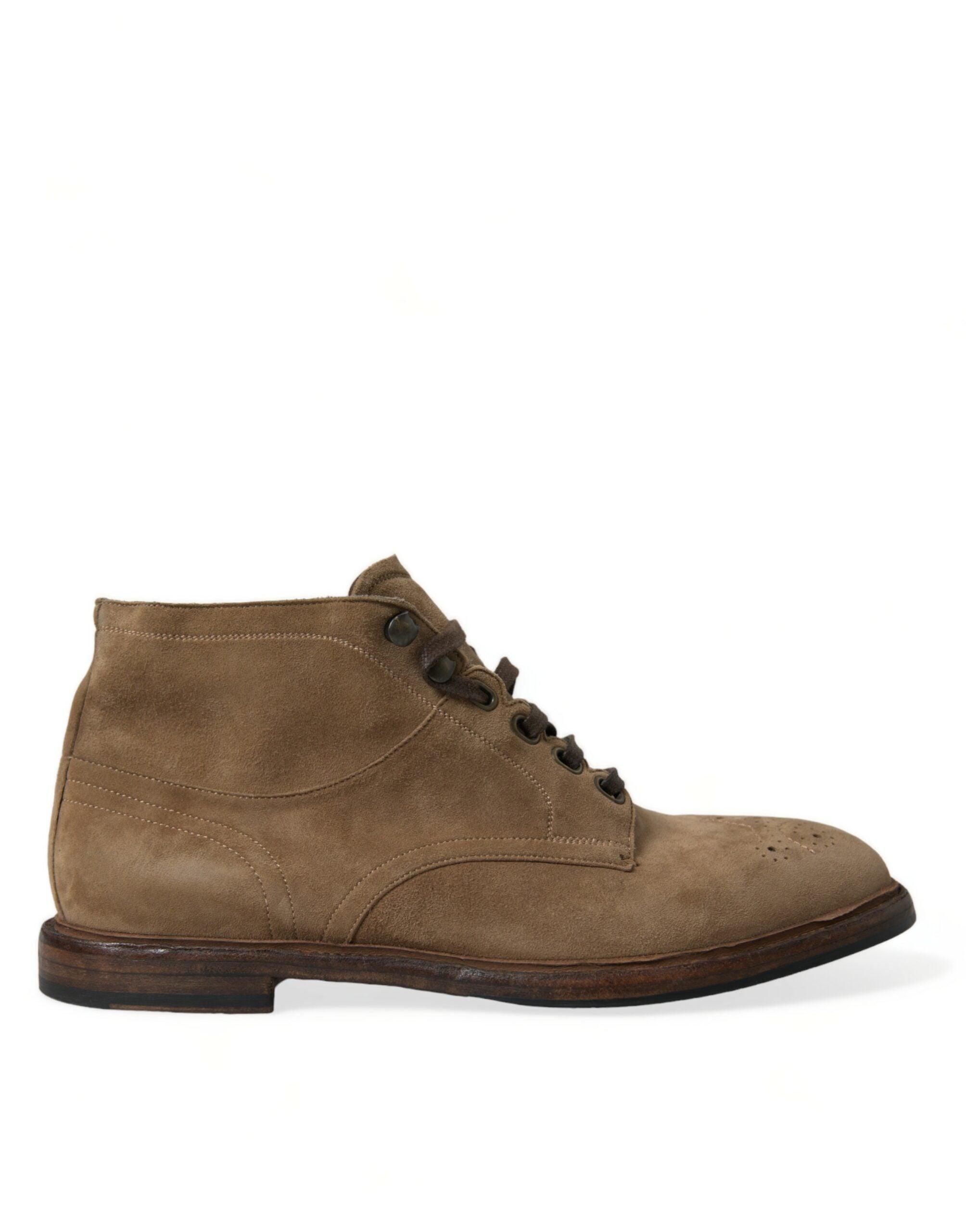 Dolce Gabbana Elegant Leather Ankle Lace Up Boots in Brown for Men Lyst UK