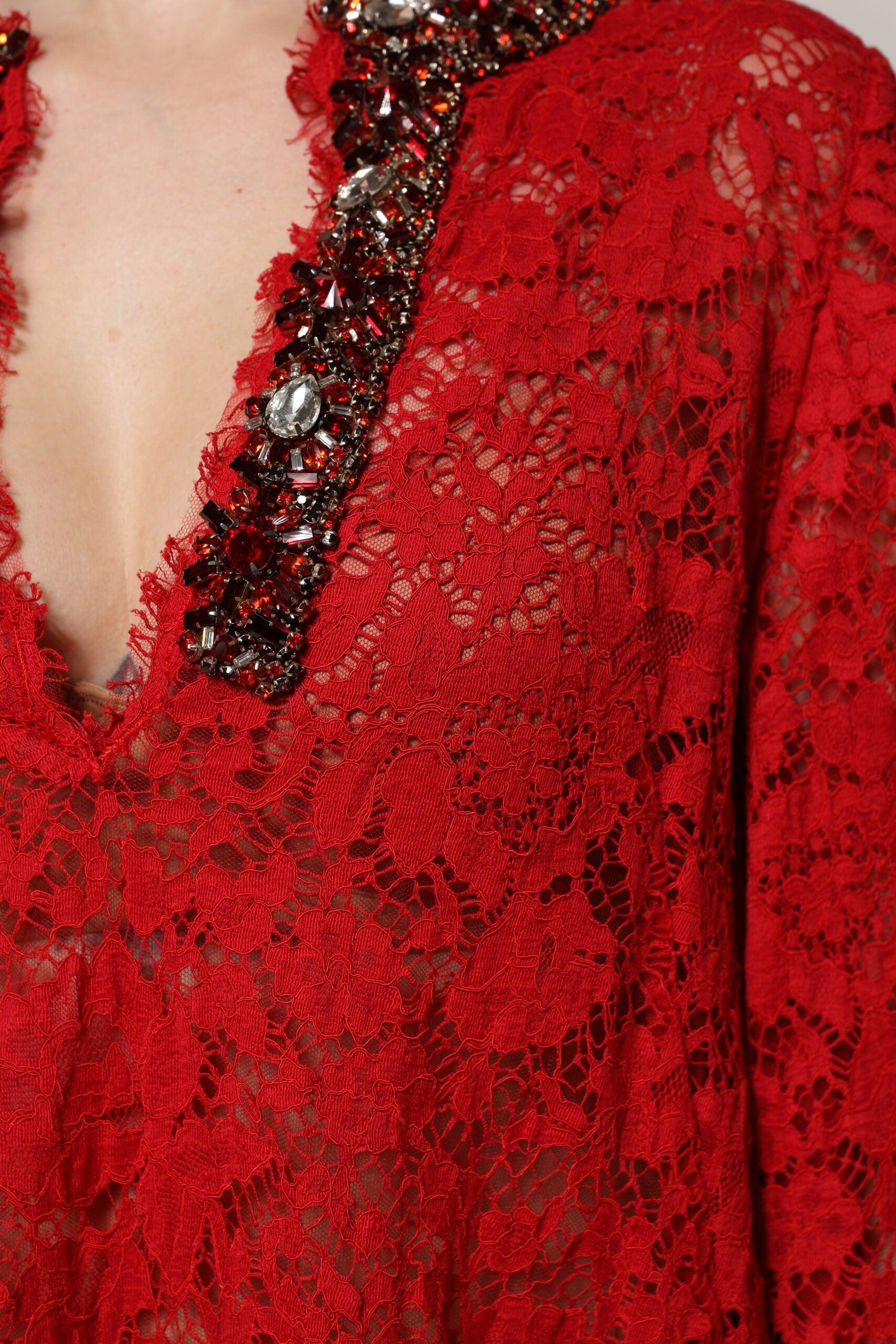 open lace back dress Dolce & Gabbana Red Lace Corset Dress main image 0