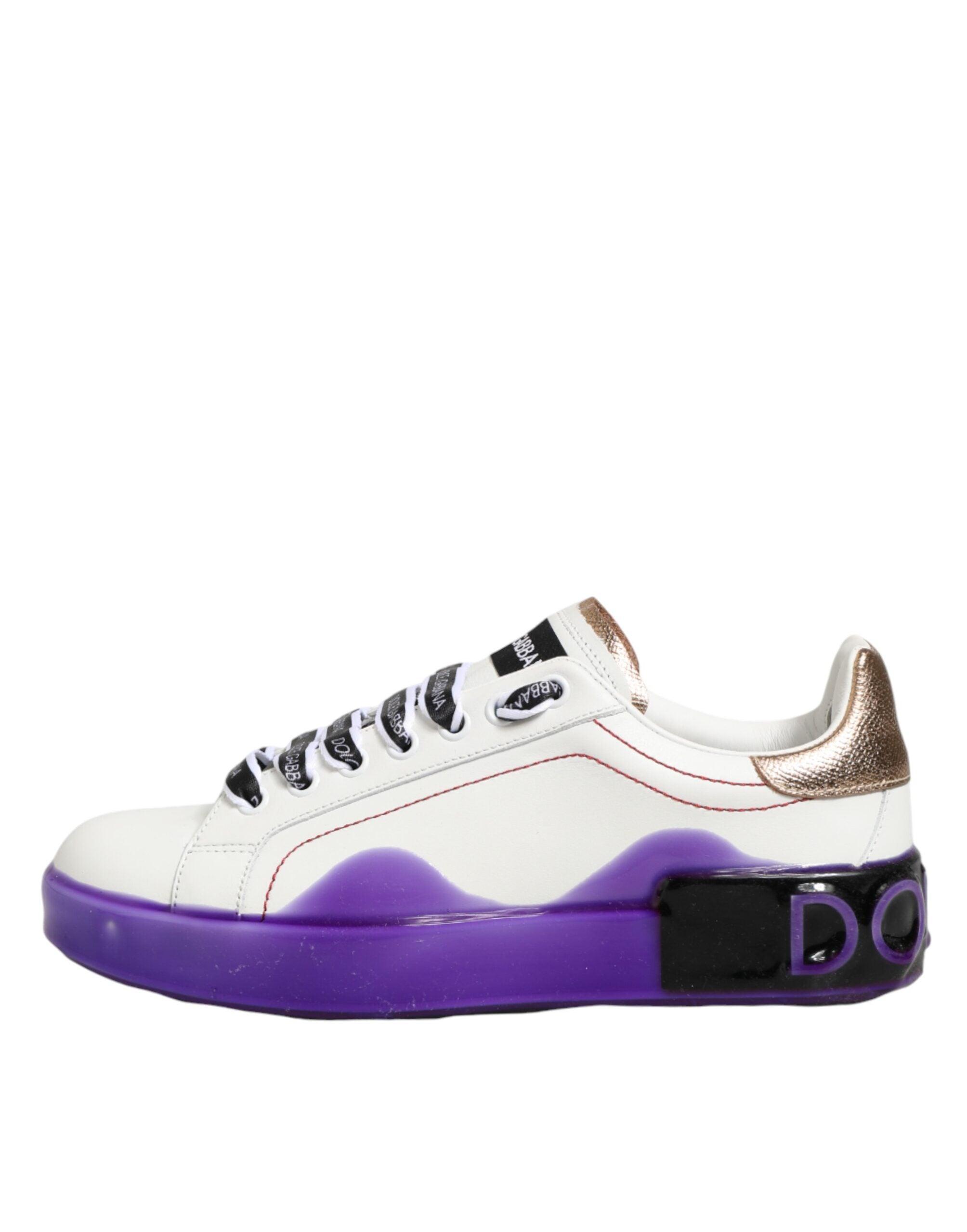 Dolce & Gabbana White Purple Leather Low Top Sneaker Shoes | Lyst UK