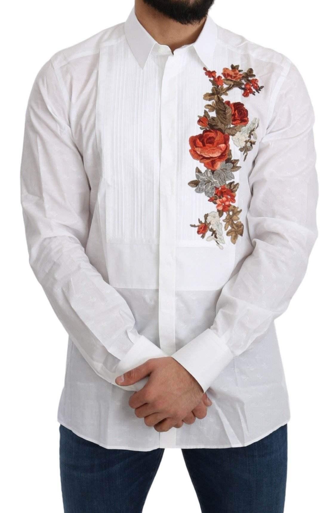 Dolce & Gabbana Cotton Gold Flowers Top Solid Shirt in White for 