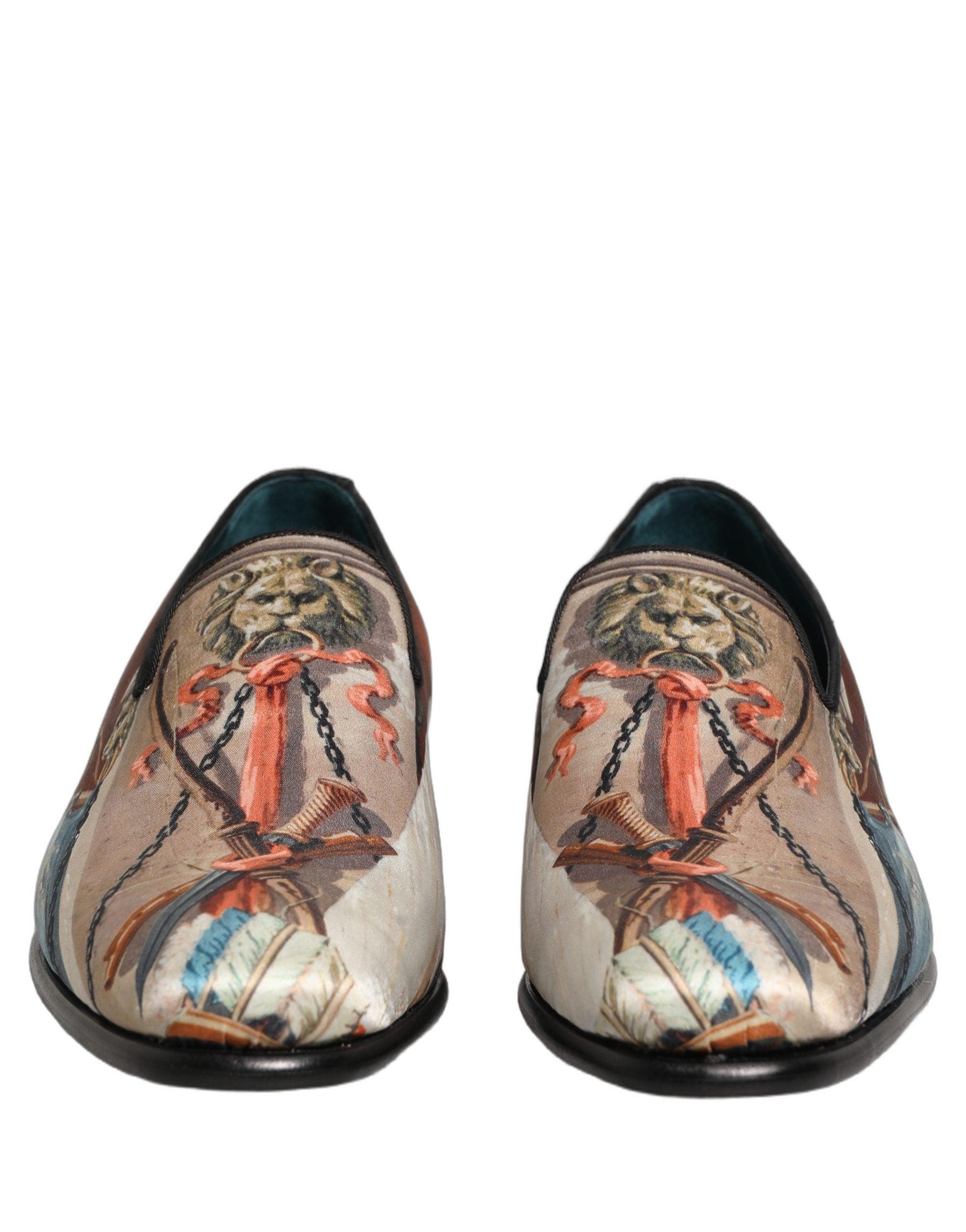 Dolce & Gabbana Red Multicolor Slip-On Loafers with Baroque Print Dolce & Gabbana Red Leopard Print Pony Hair Dress Loafers  main image 3