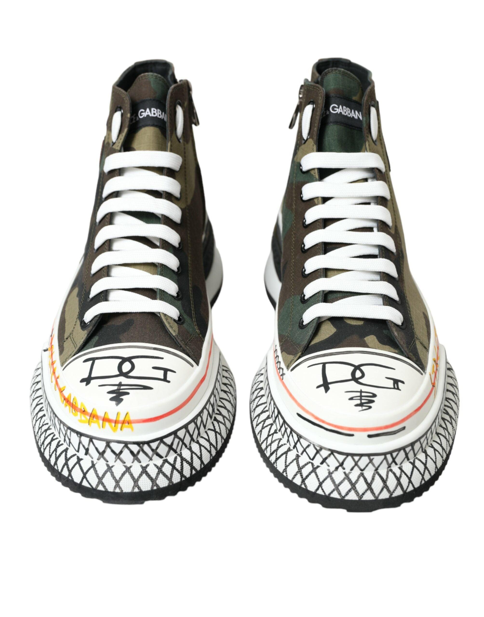 Dolce Gabbana Multicolor Camouflage High Top Sneakers Shoes in Black for Men Lyst