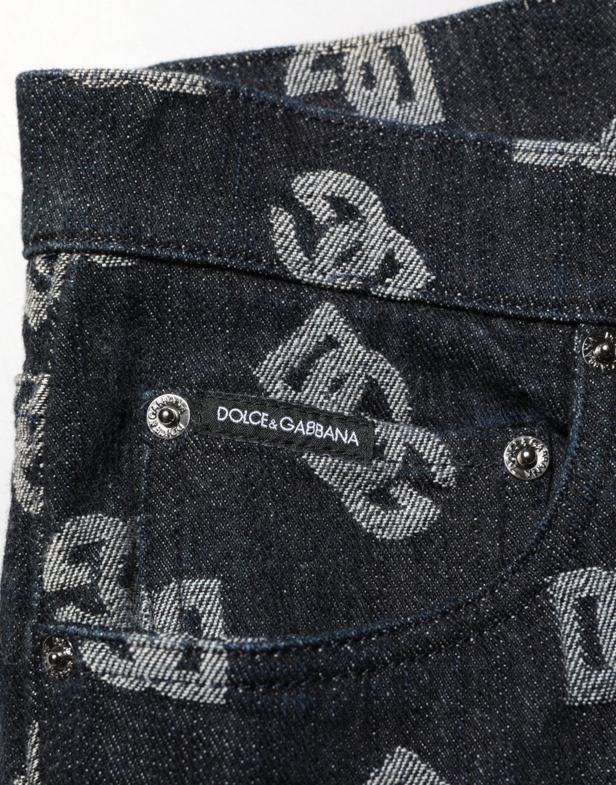 Dolce & Gabbana Slim Fit Logo Print Jeans in Black for Men | Lyst