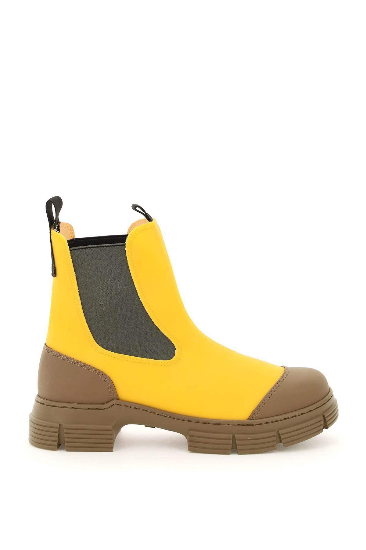 Ganni Women's Yellow Recycled Rubber Chelsea Boots