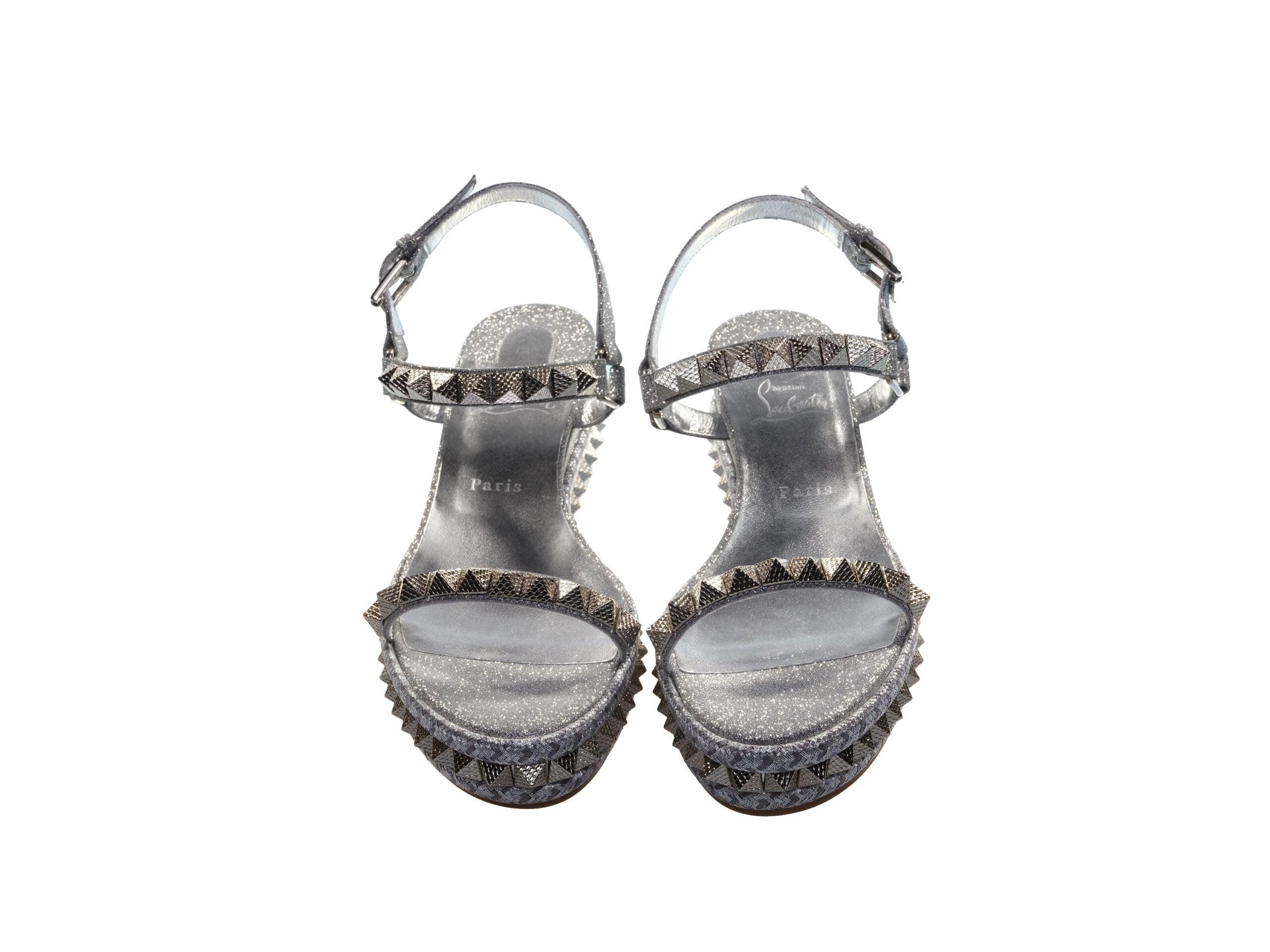 Christian Louboutin Pyraclou 60 Silver Studded Platform Christian Louboutin Pyraclou 60 Silver Studded Platform