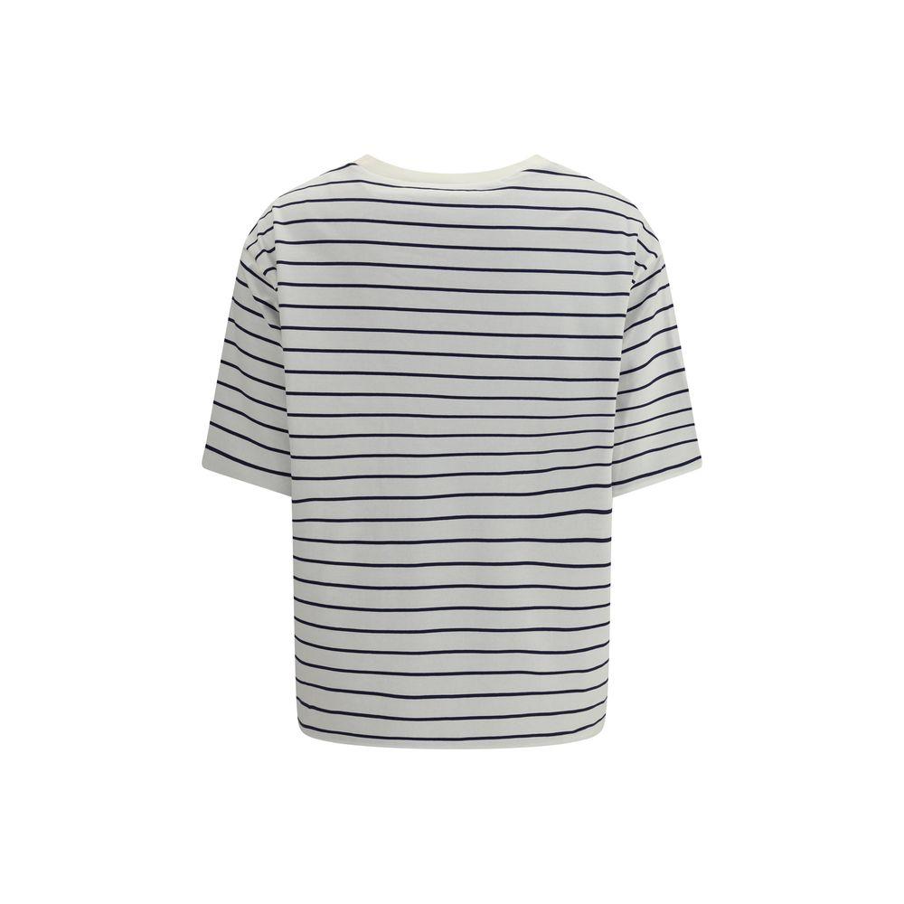 【完売必至】Miu Miu ストライプコットンジャージーロゴTシャツ Miu Miu ストライプ Tシャツ | ブラウン | FARFETCH JP