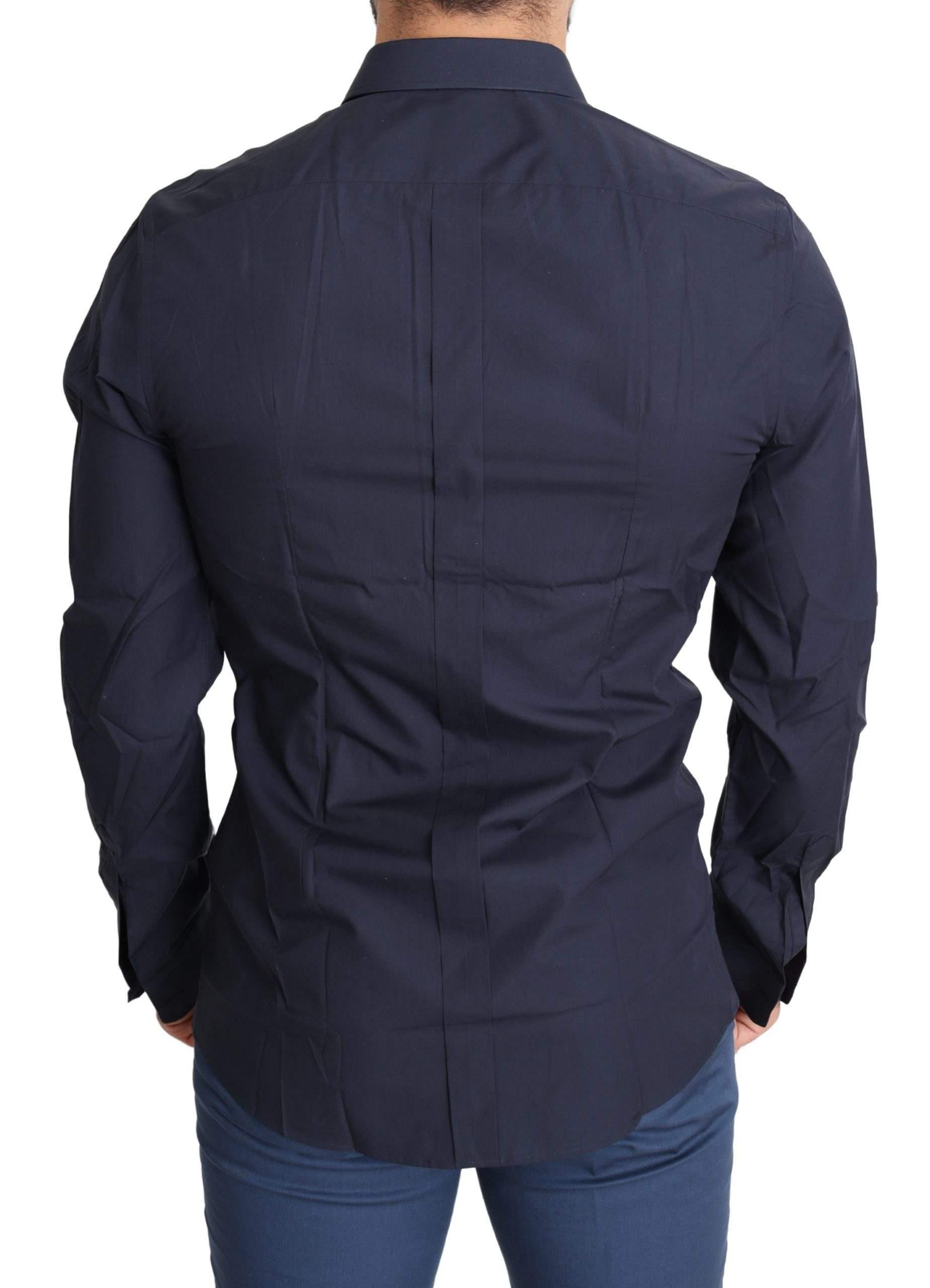 \u0026 Gabbana Navy Cotton Gold Dress Shirt 