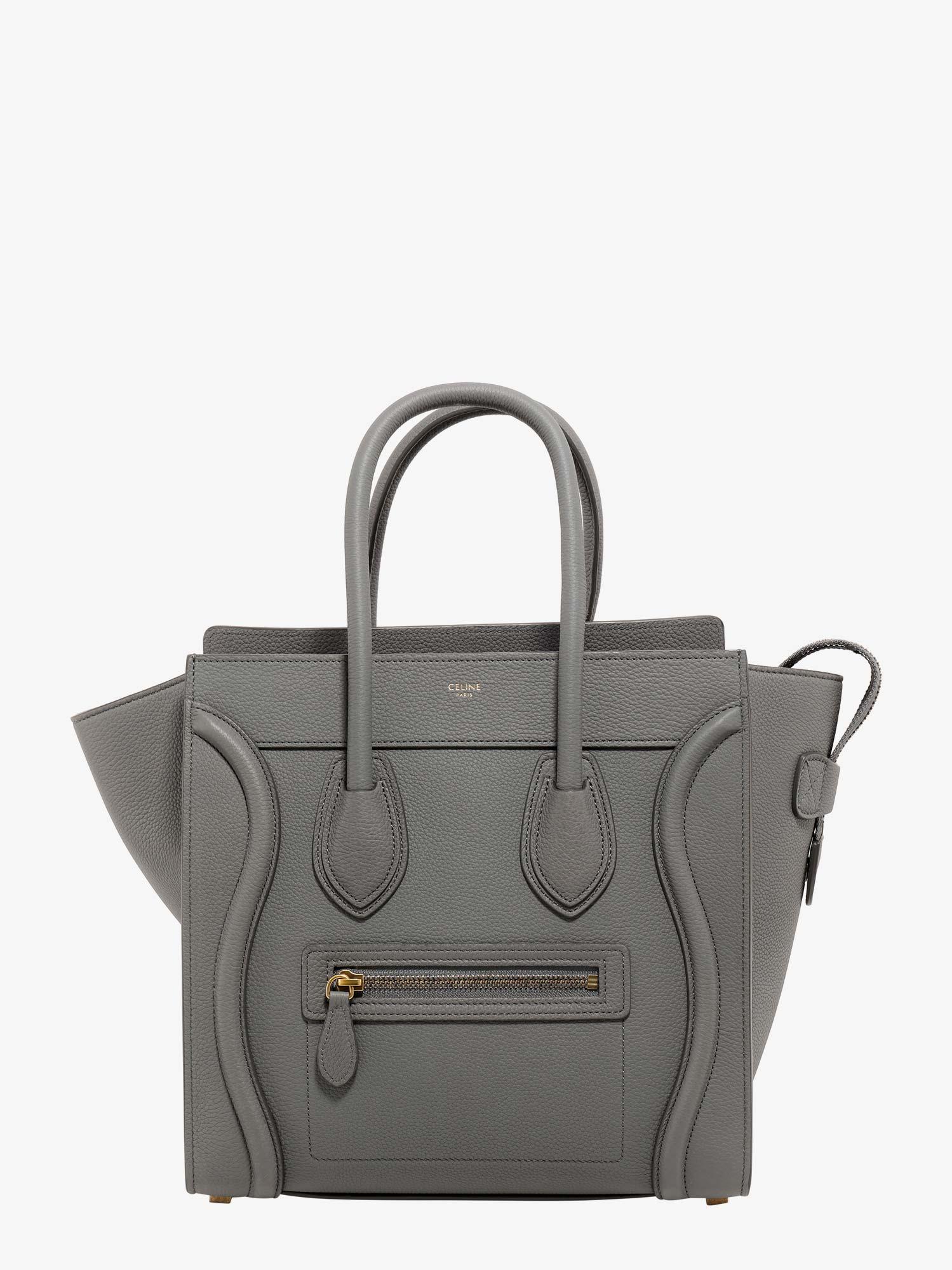 Celine Leather Zip Closure Handbags in Gray | Lyst